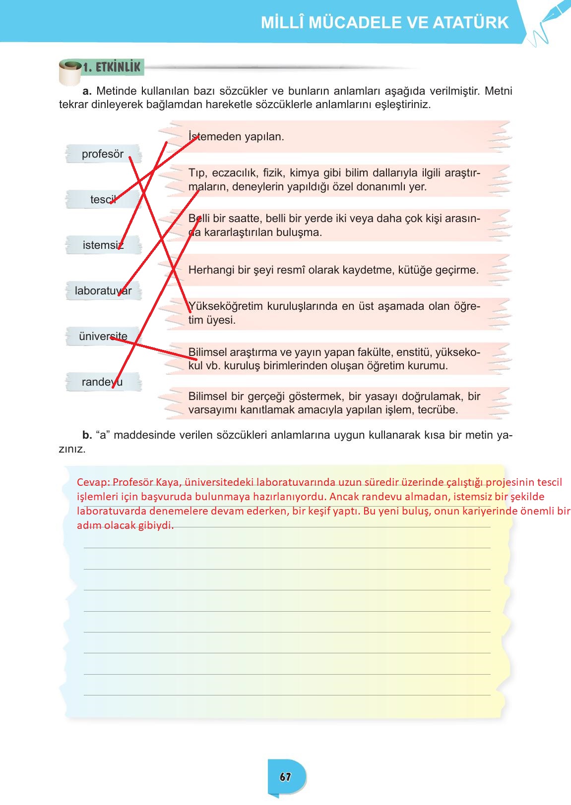 6. Sınıf Meb Yayınları Türkçe Ders Kitabı Sayfa 67 Cevapları