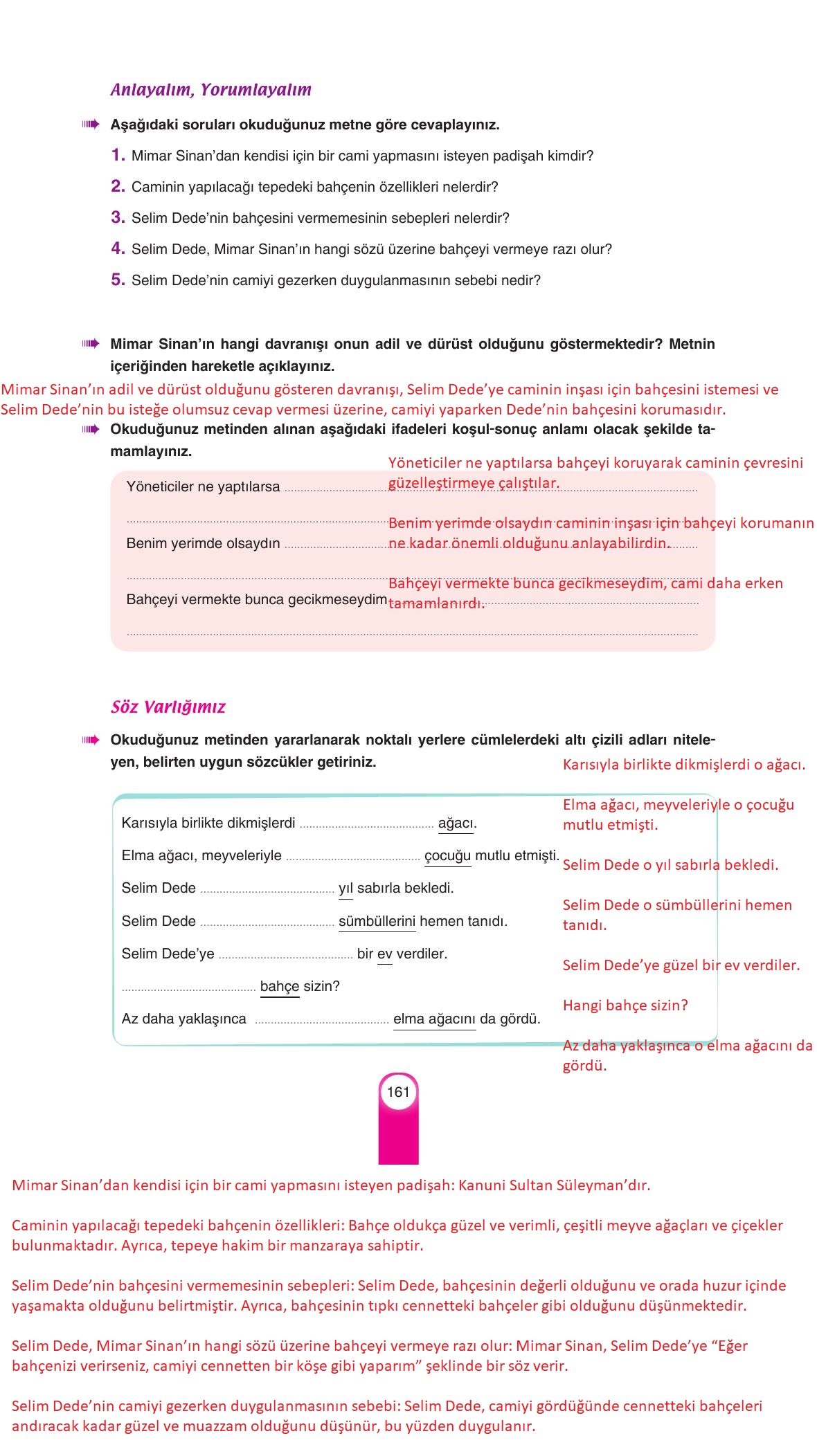 6. Sınıf Yıldırım Yayınları Türkçe Ders Kitabı Sayfa 161 Cevapları