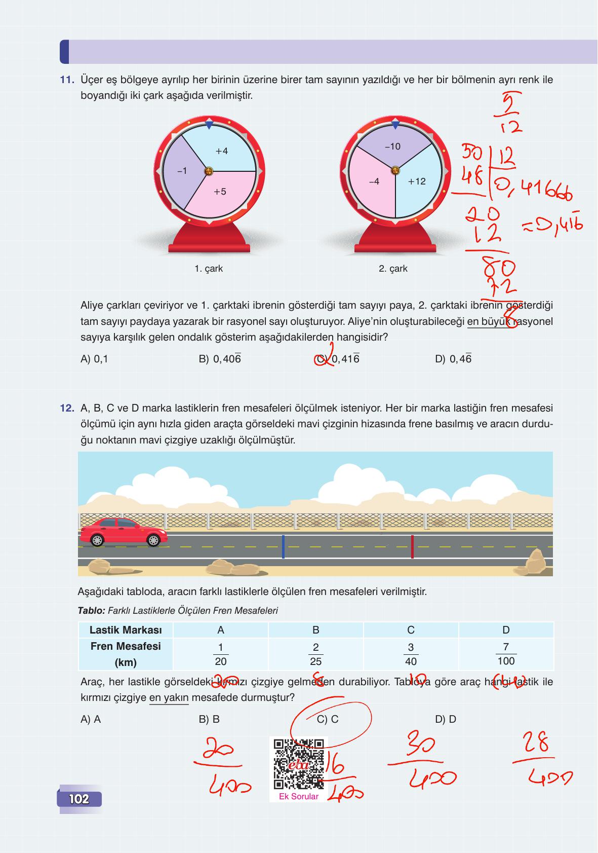 7. Sınıf Edat Yayınları Matematik Ders Kitabı Sayfa 102 Cevapları