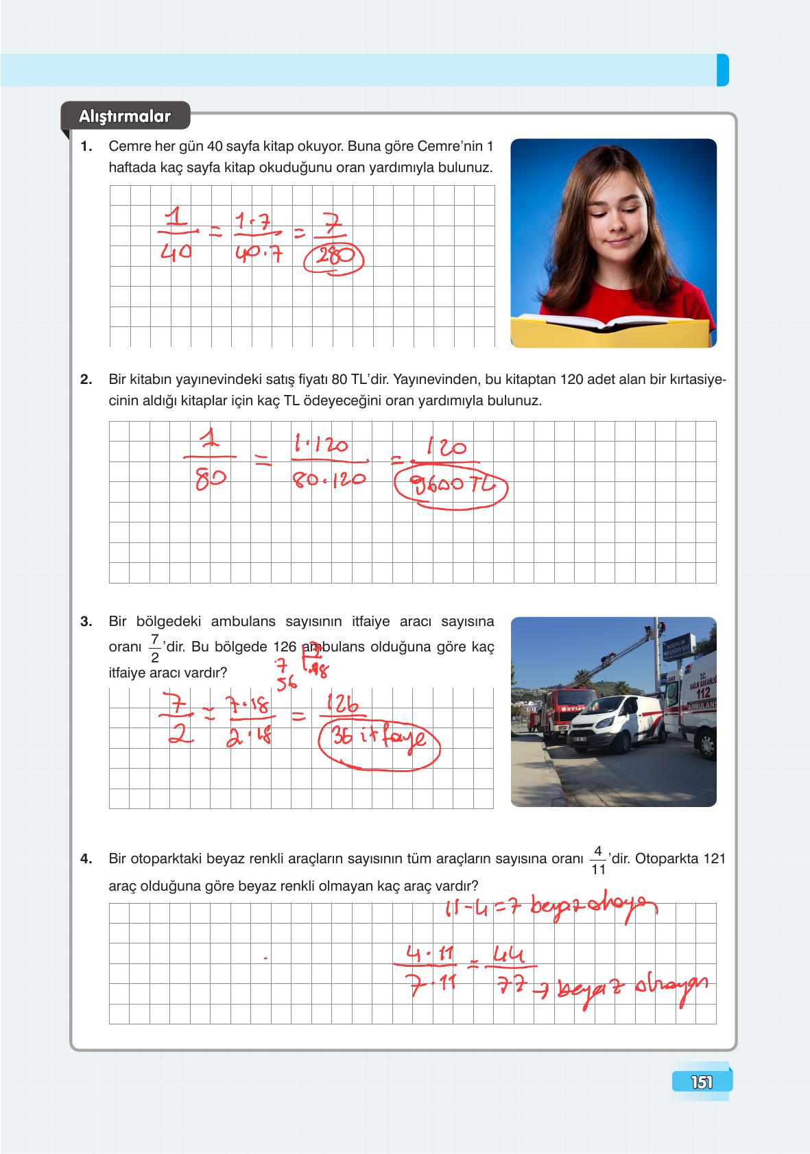 7. Sınıf Edat Yayınları Matematik Ders Kitabı Sayfa 151 Cevapları