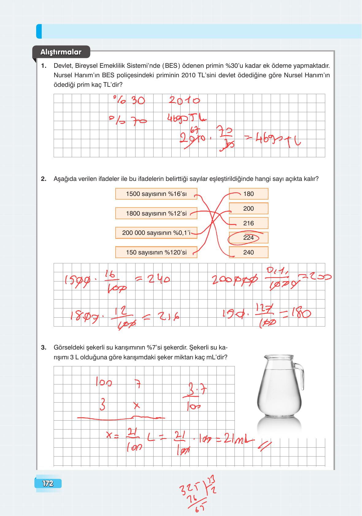 7. Sınıf Edat Yayınları Matematik Ders Kitabı Sayfa 172 Cevapları