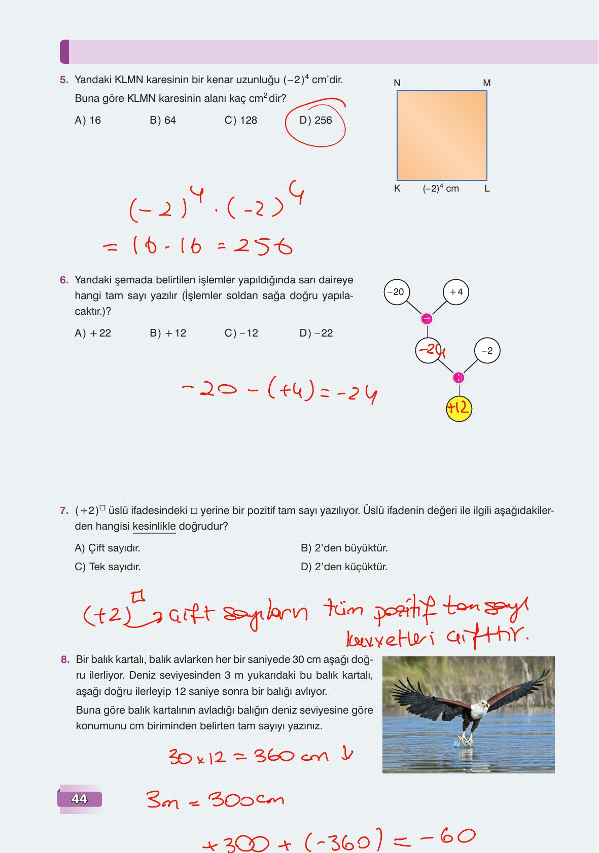 7. Sınıf Edat Yayınları Matematik Ders Kitabı Sayfa 44 Cevapları