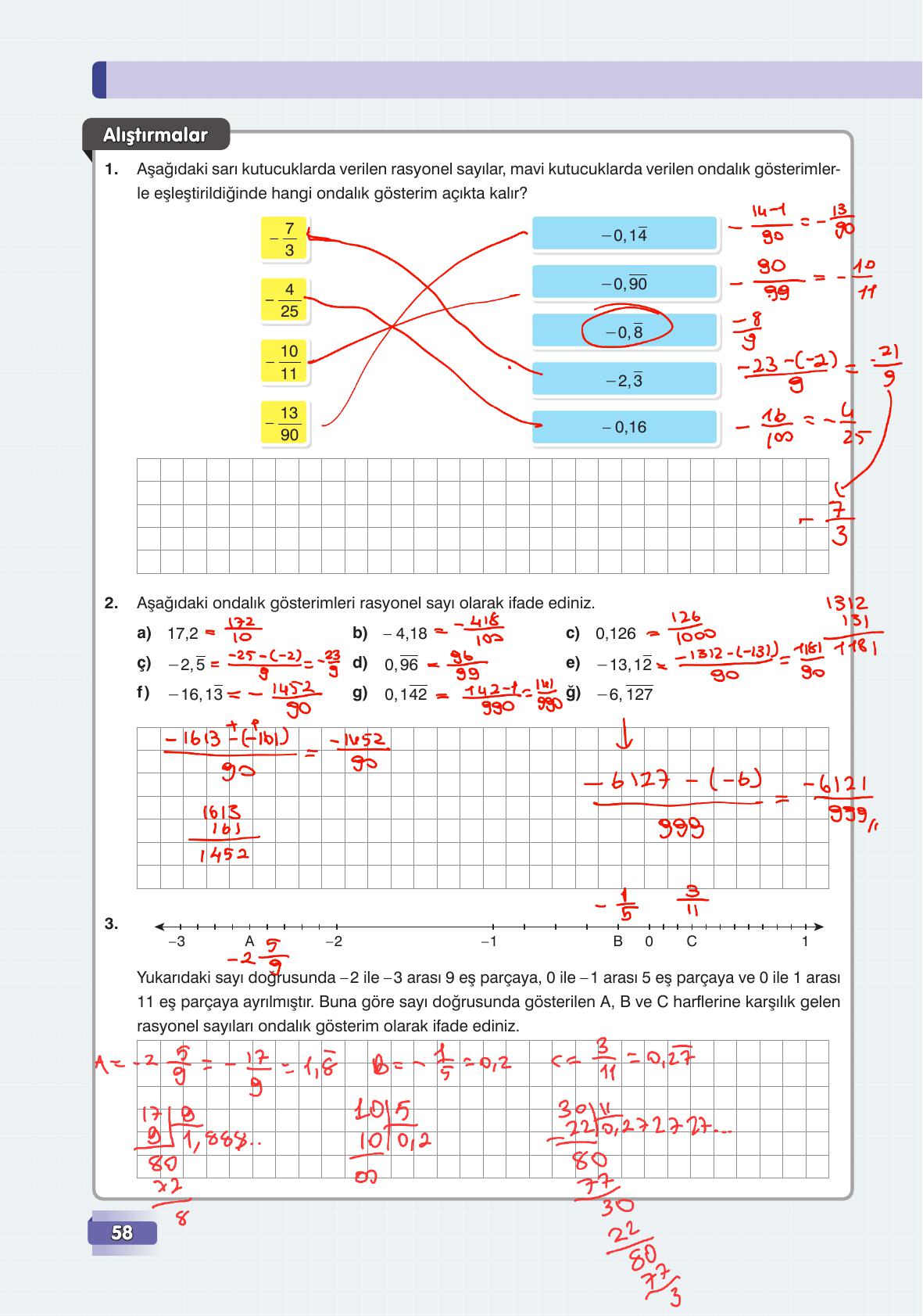 7. Sınıf Edat Yayınları Matematik Ders Kitabı Sayfa 58 Cevapları