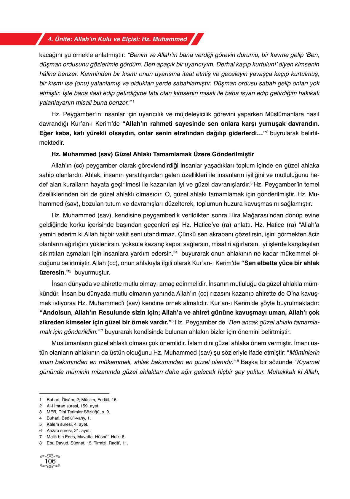 7. Sınıf Erkad Yayıncılık Din Kültürü Ve Ahlak Bilgisi Ders Kitabı Sayfa 106 Cevapları