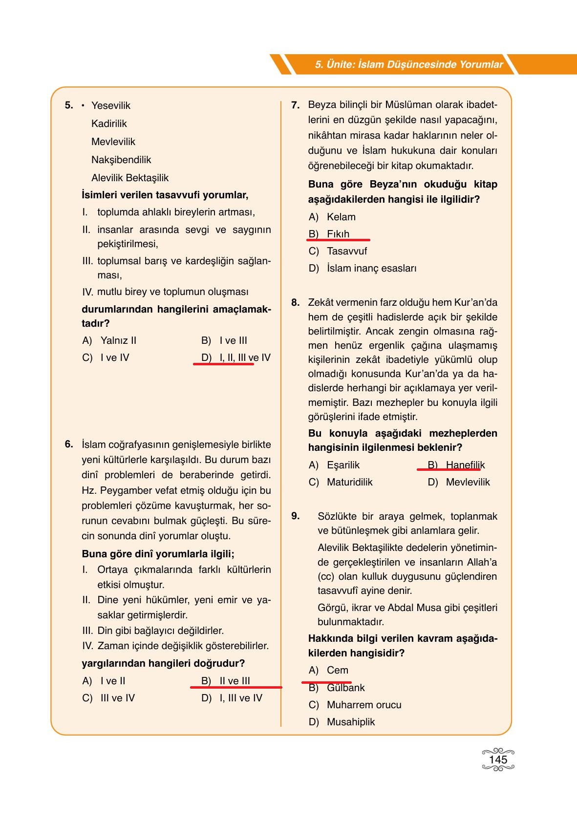 7. Sınıf Erkad Yayıncılık Din Kültürü Ve Ahlak Bilgisi Ders Kitabı Sayfa 145 Cevapları