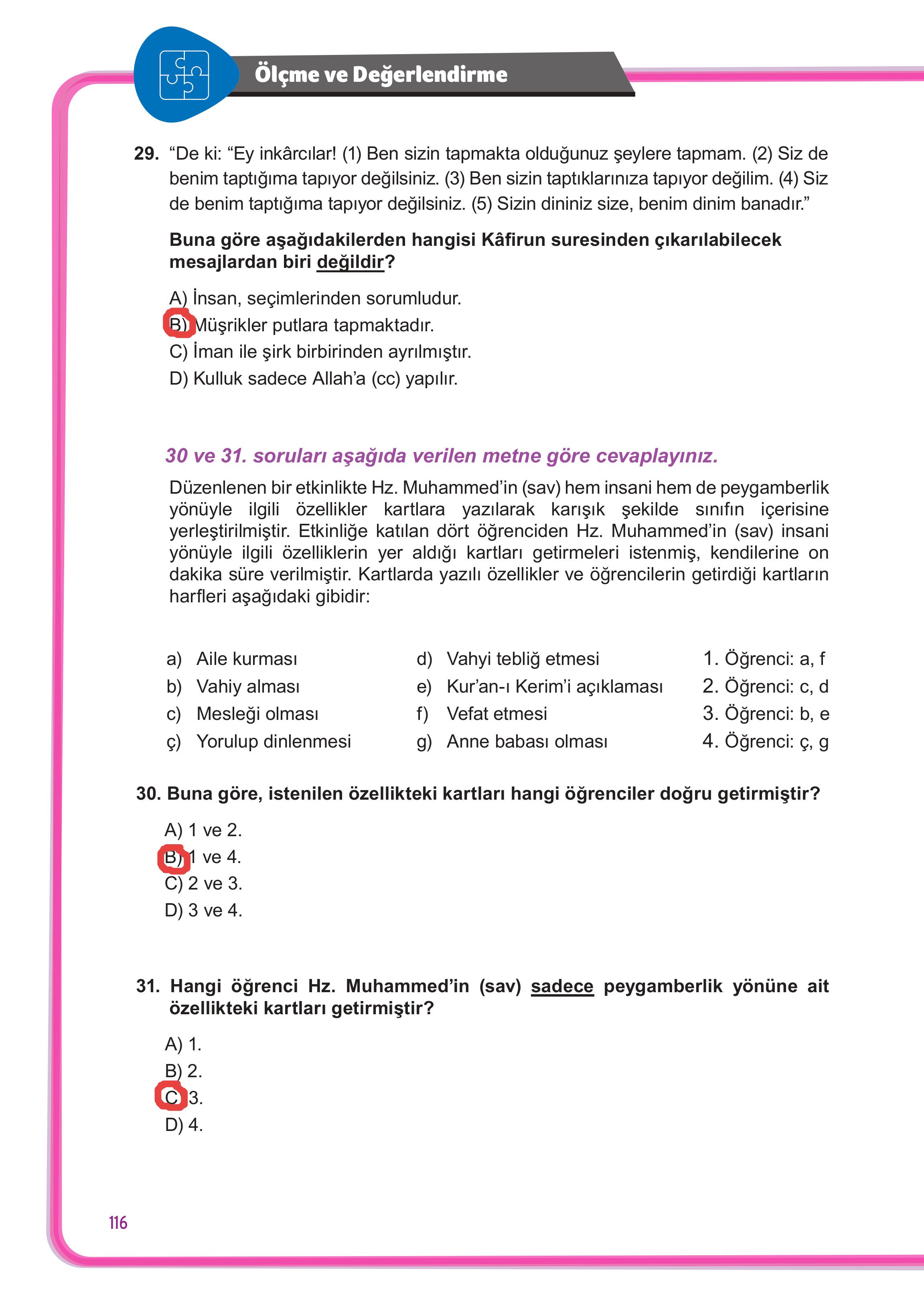 7. Sınıf Meb Yayınları Din Kültürü Ve Ahlak Bilgisi Ders Kitabı Sayfa 116 Cevapları