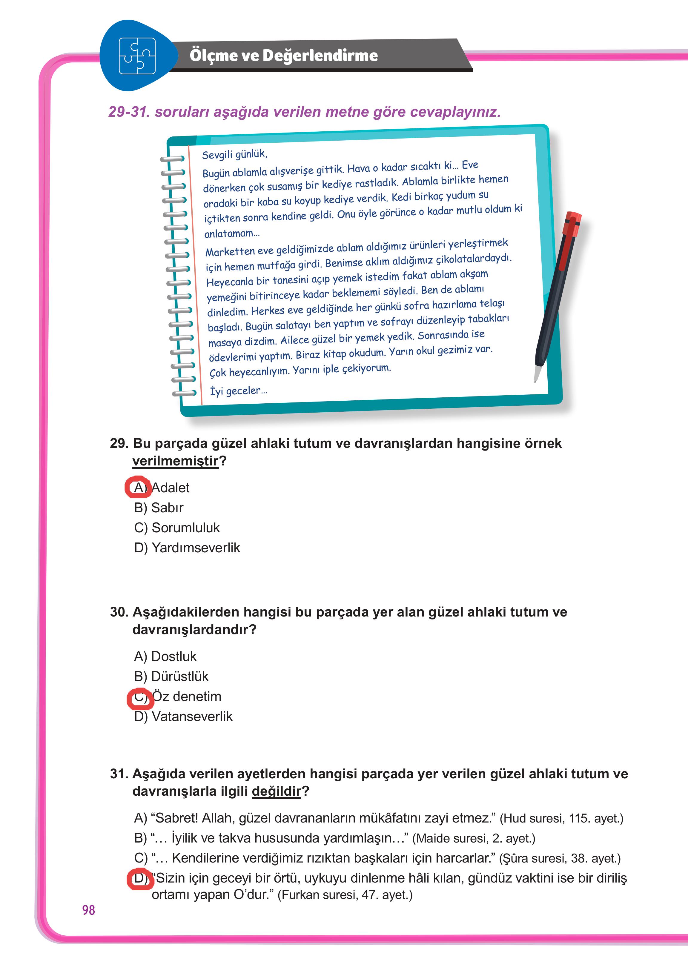 7. Sınıf Meb Yayınları Din Kültürü Ve Ahlak Bilgisi Ders Kitabı Sayfa 98 Cevapları 7. Sınıf Meb Yayınları Din Kültürü Ve Ahlak Bilgisi Ders Kitabı Sayfa 98 Cevapları
