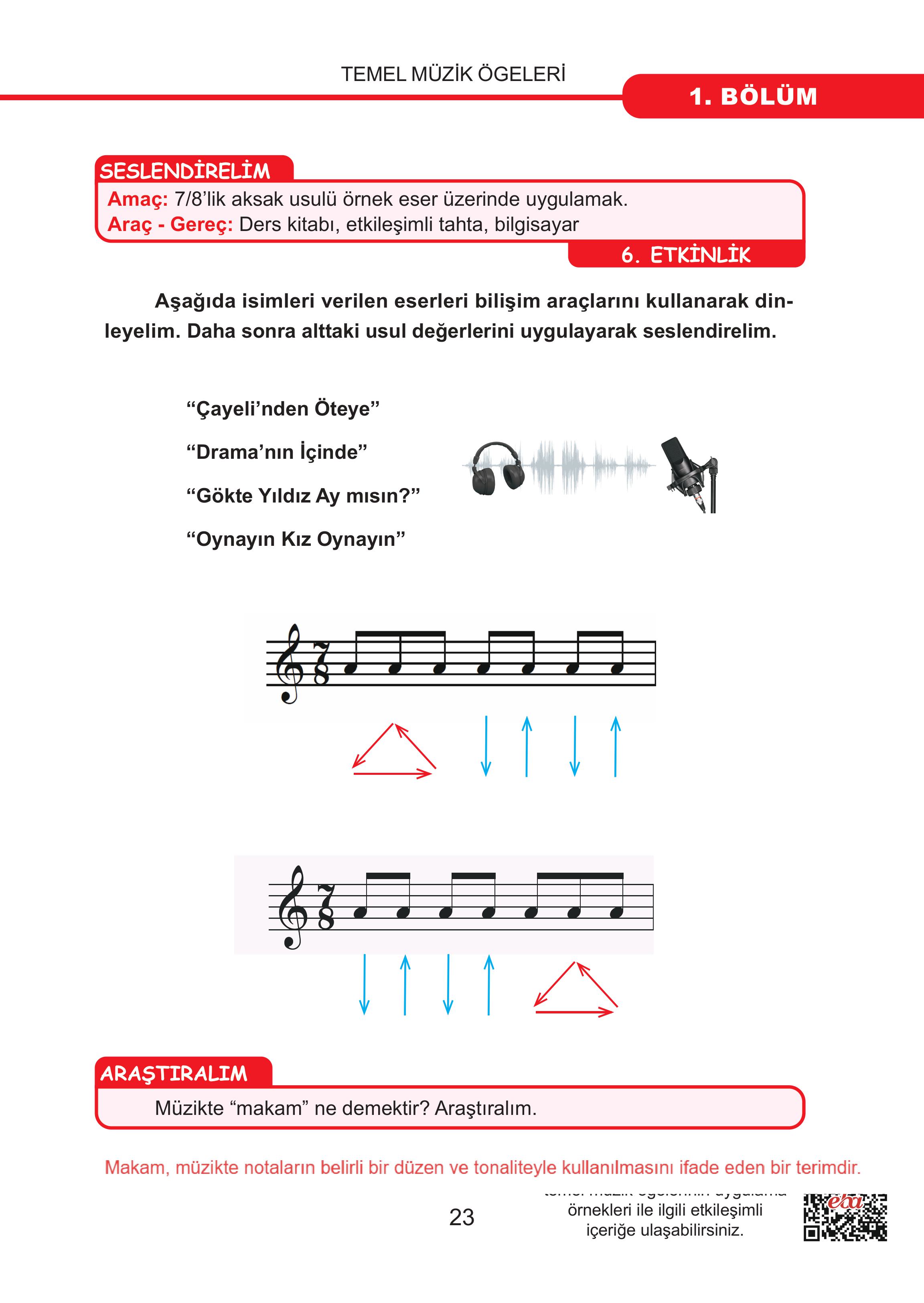 7. Sınıf Meb Yayınları Müzik Ders Kitabı Sayfa 23 Cevapları