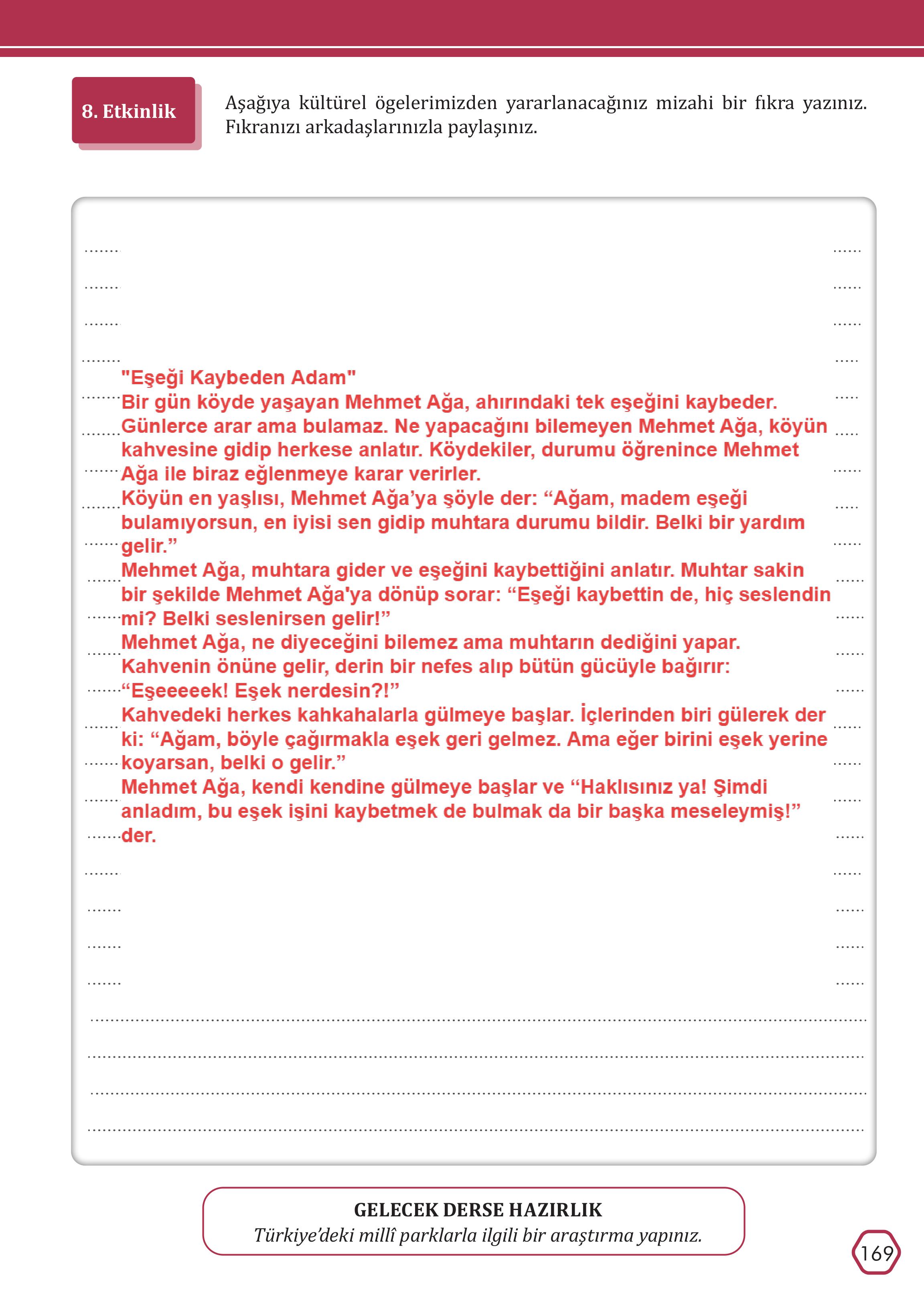 7. Sınıf Meb Yayınları Türkçe Ders Kitabı Sayfa 169 Cevapları