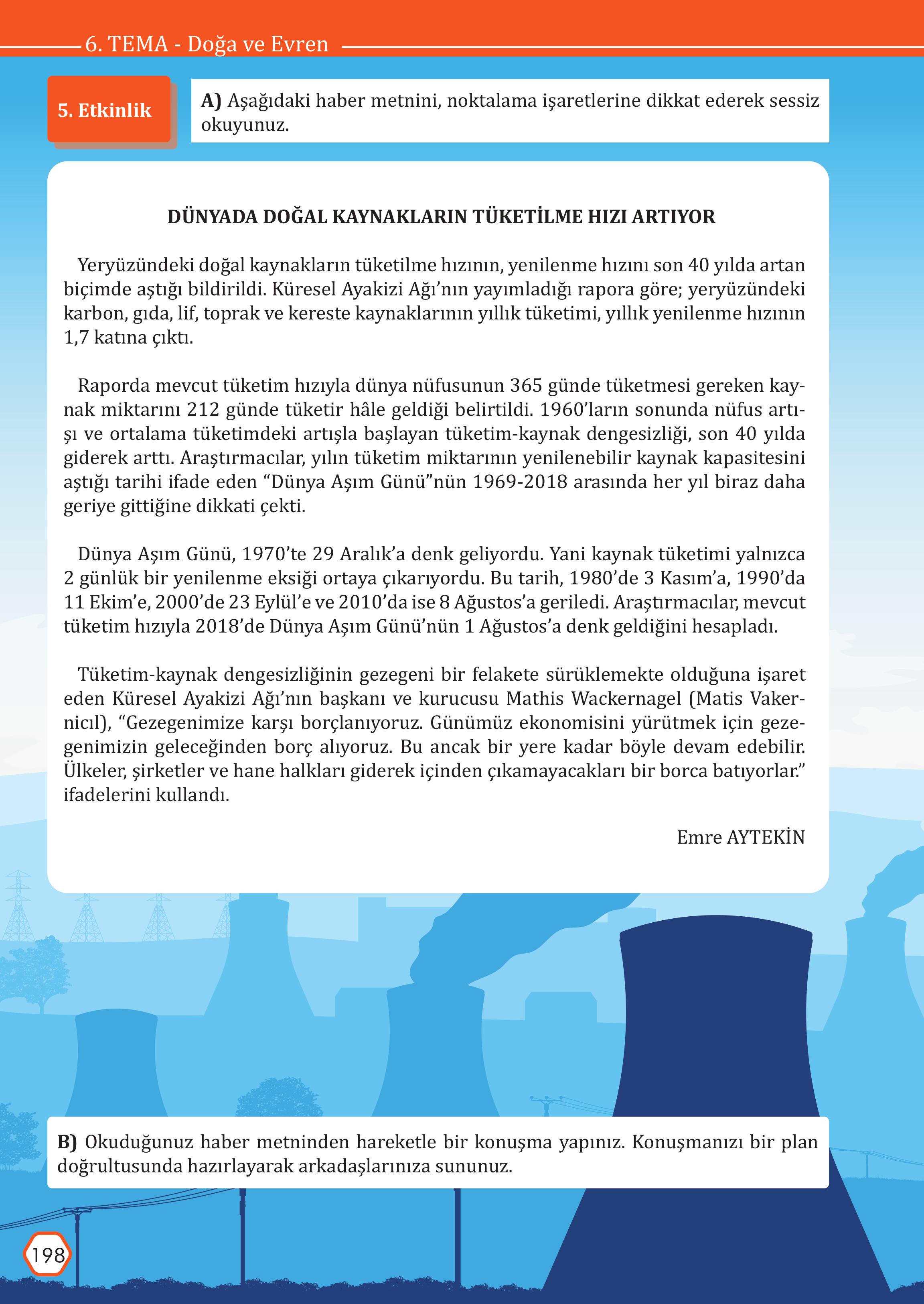 7. Sınıf Meb Yayınları Türkçe Ders Kitabı Sayfa 198 Cevapları