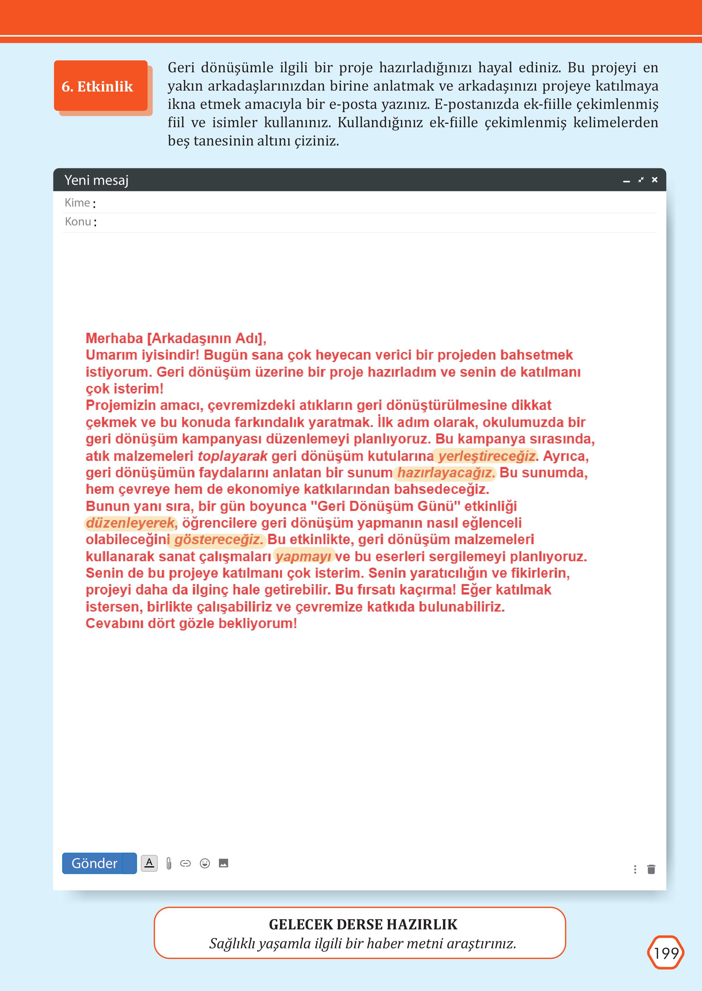 7. Sınıf Meb Yayınları Türkçe Ders Kitabı Sayfa 199 Cevapları