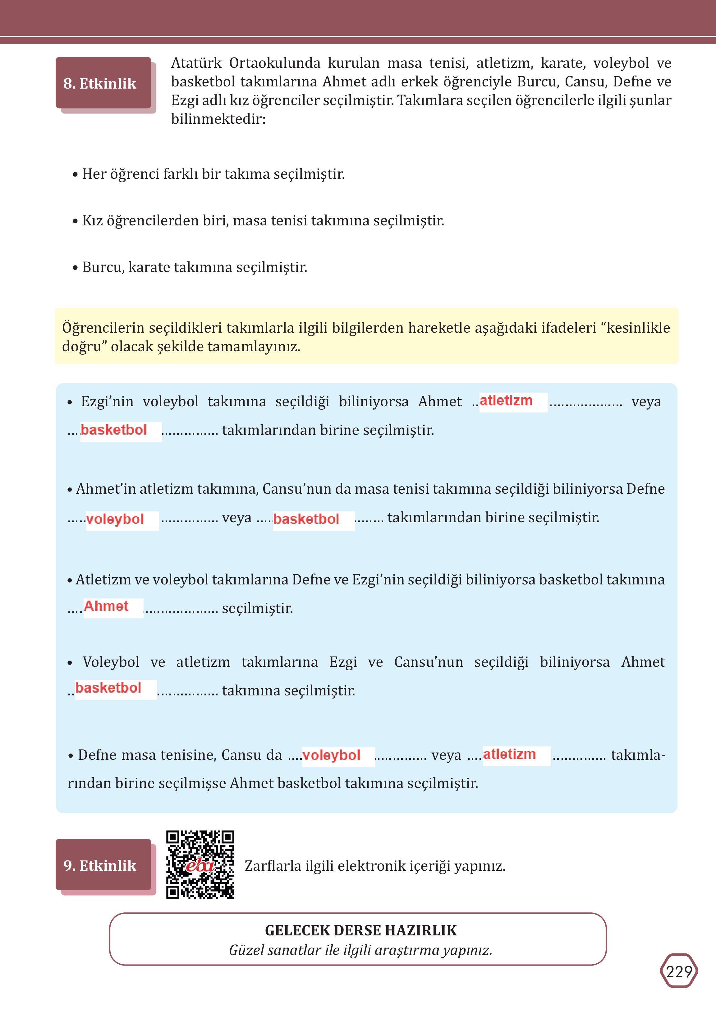 7. Sınıf Meb Yayınları Türkçe Ders Kitabı Sayfa 229 Cevapları