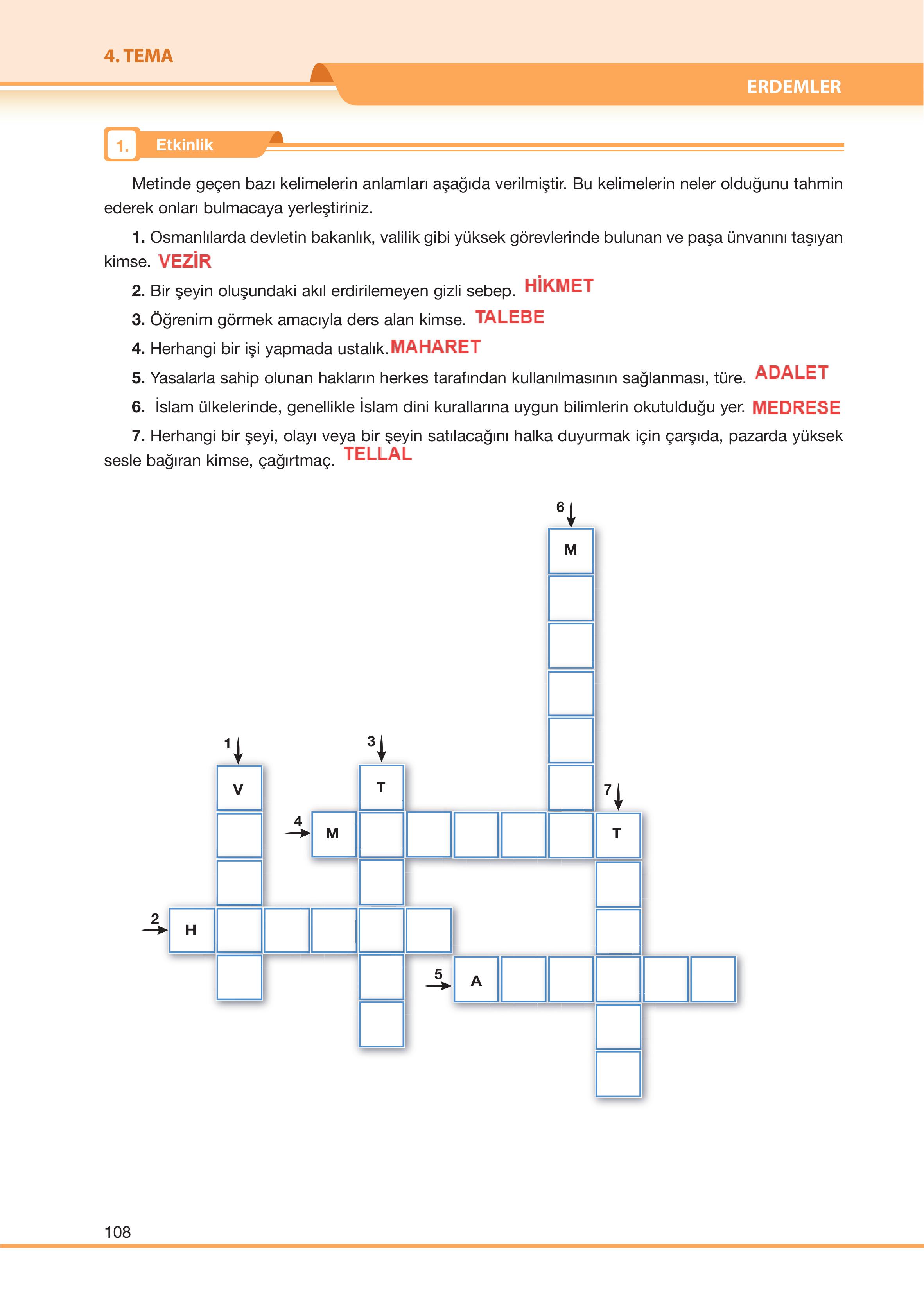 7. Sınıf Özgün Yayıncılık Türkçe Ders Kitabı Sayfa 108 Cevapları