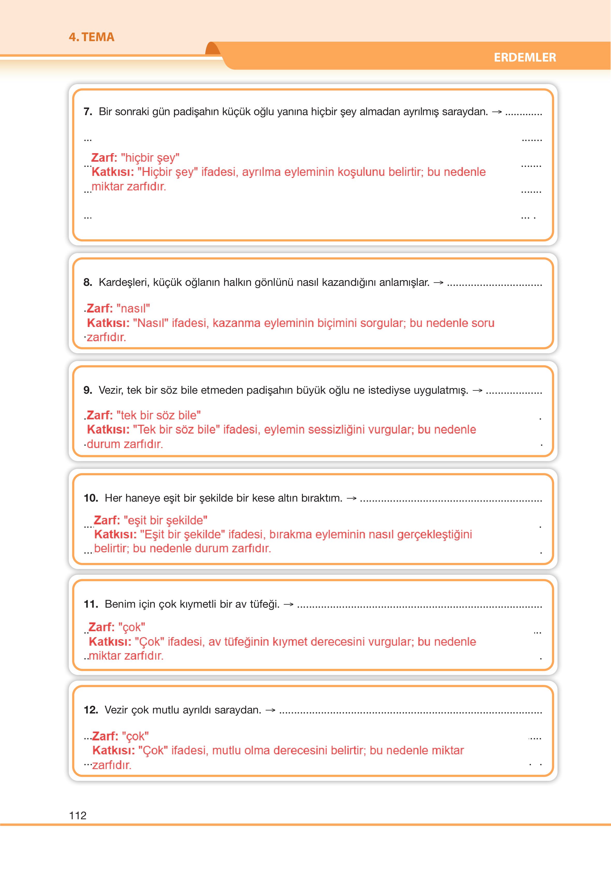 7. Sınıf Özgün Yayıncılık Türkçe Ders Kitabı Sayfa 112 Cevapları