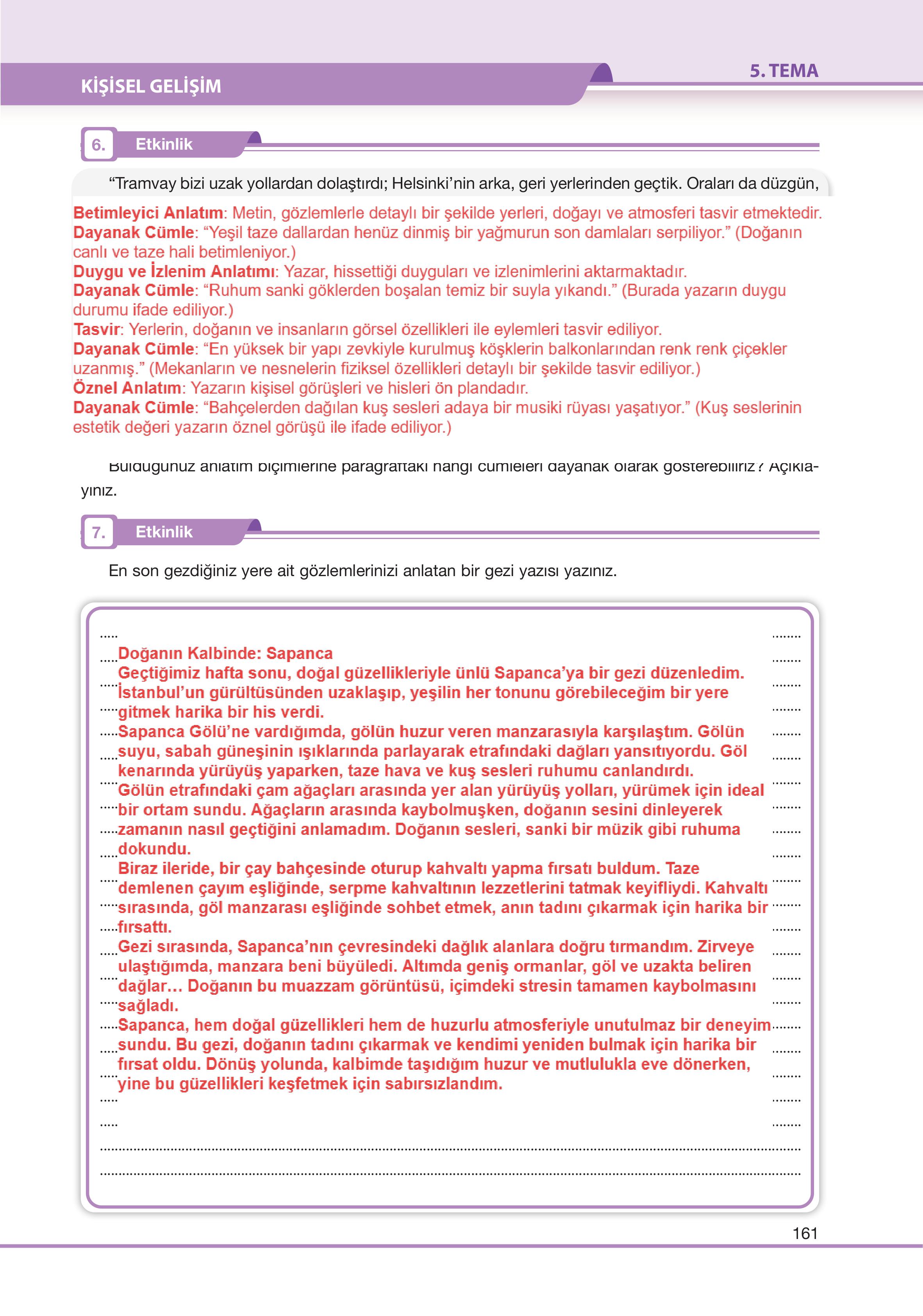 7. Sınıf Özgün Yayıncılık Türkçe Ders Kitabı Sayfa 161 Cevapları