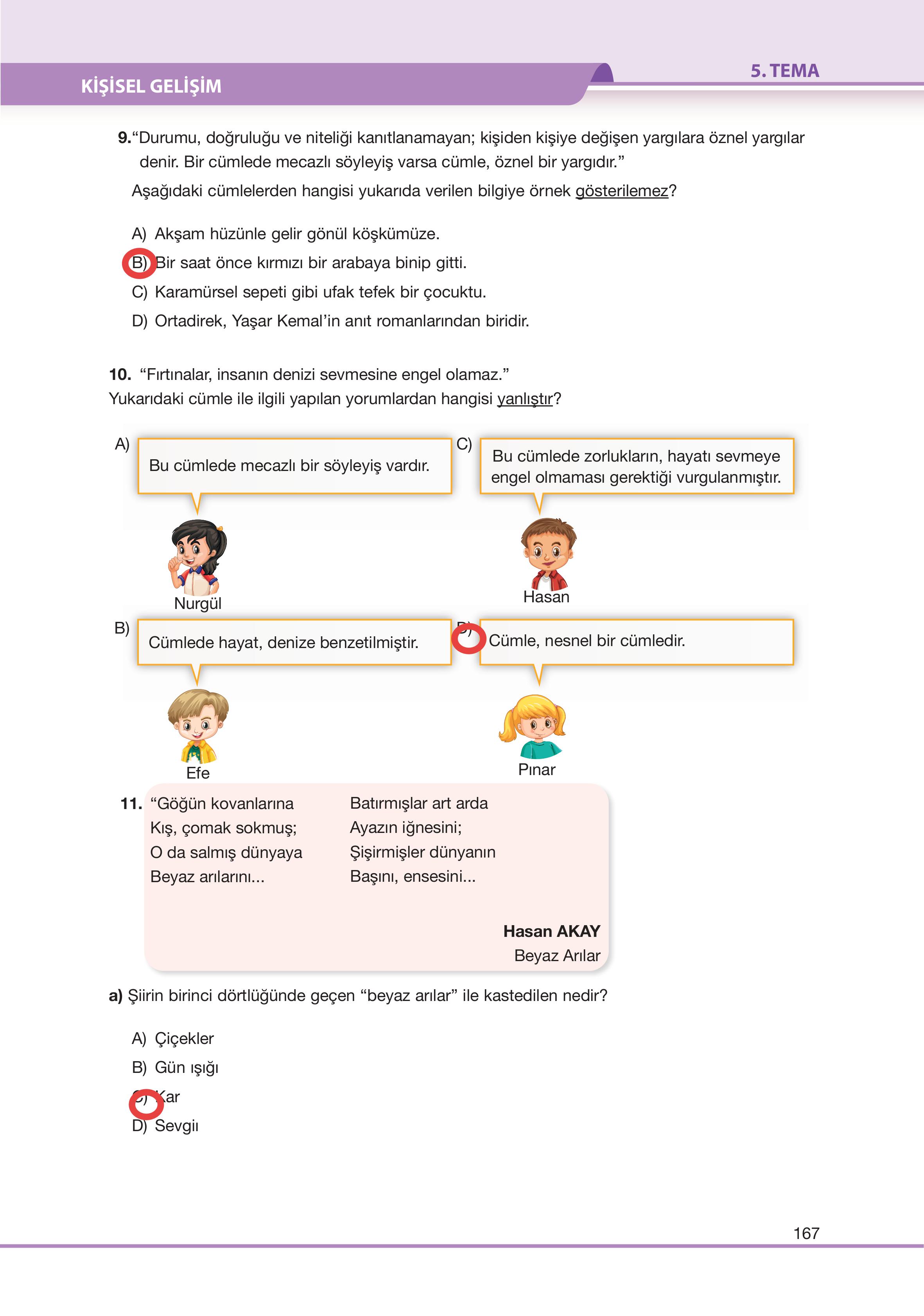 7. Sınıf Özgün Yayıncılık Türkçe Ders Kitabı Sayfa 167 Cevapları