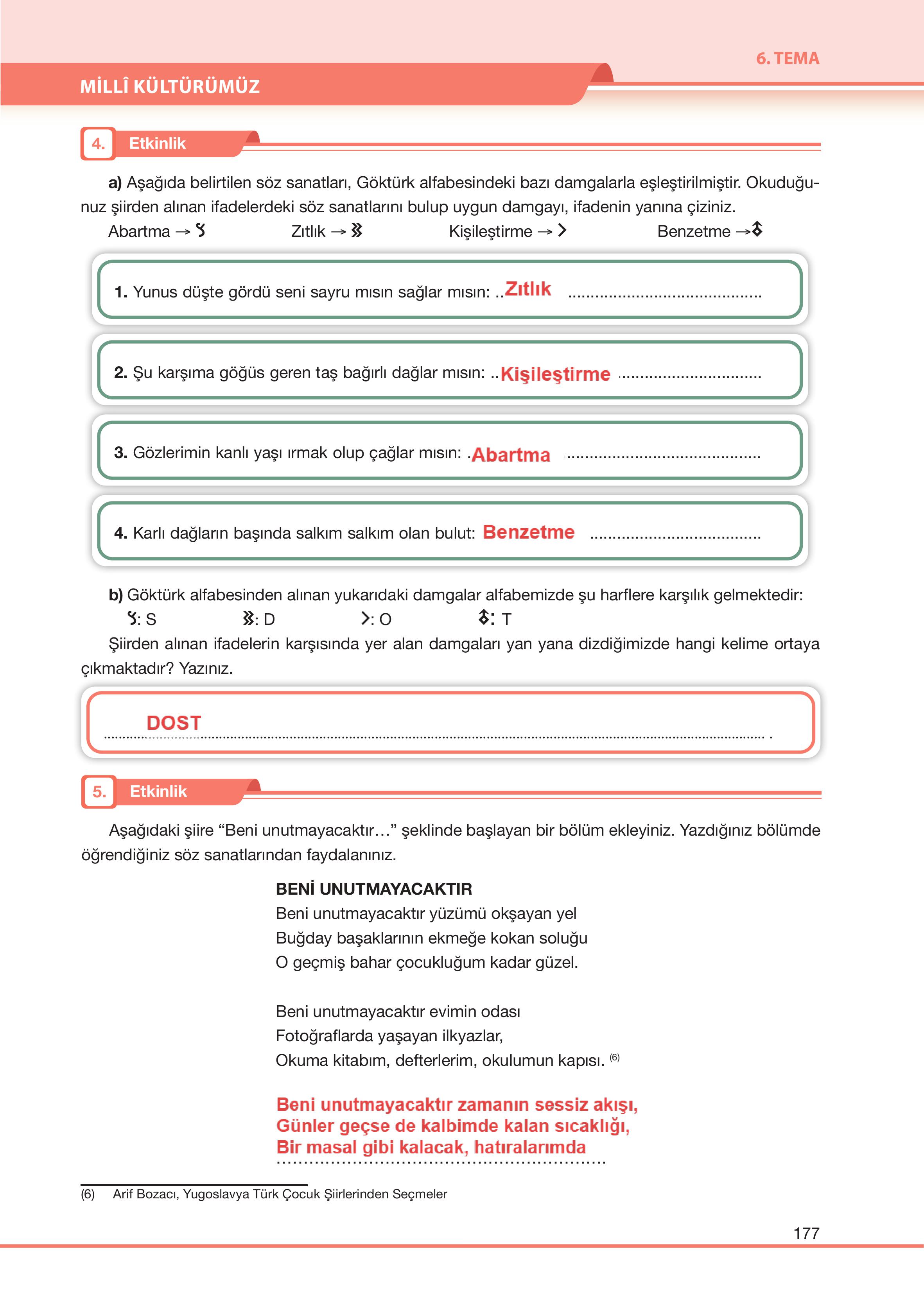 7. Sınıf Özgün Yayıncılık Türkçe Ders Kitabı Sayfa 177 Cevapları