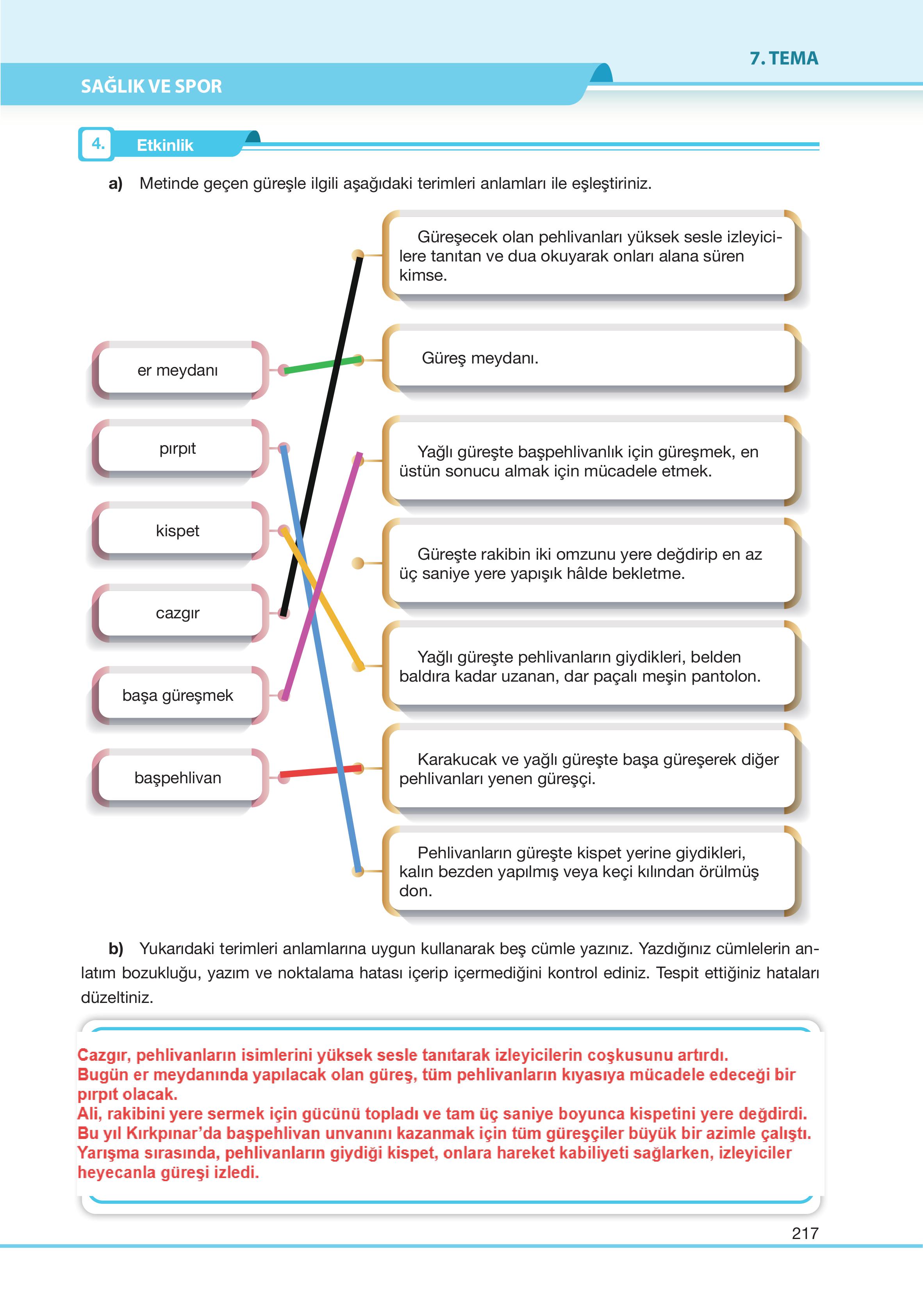 7. Sınıf Özgün Yayıncılık Türkçe Ders Kitabı Sayfa 217 Cevapları