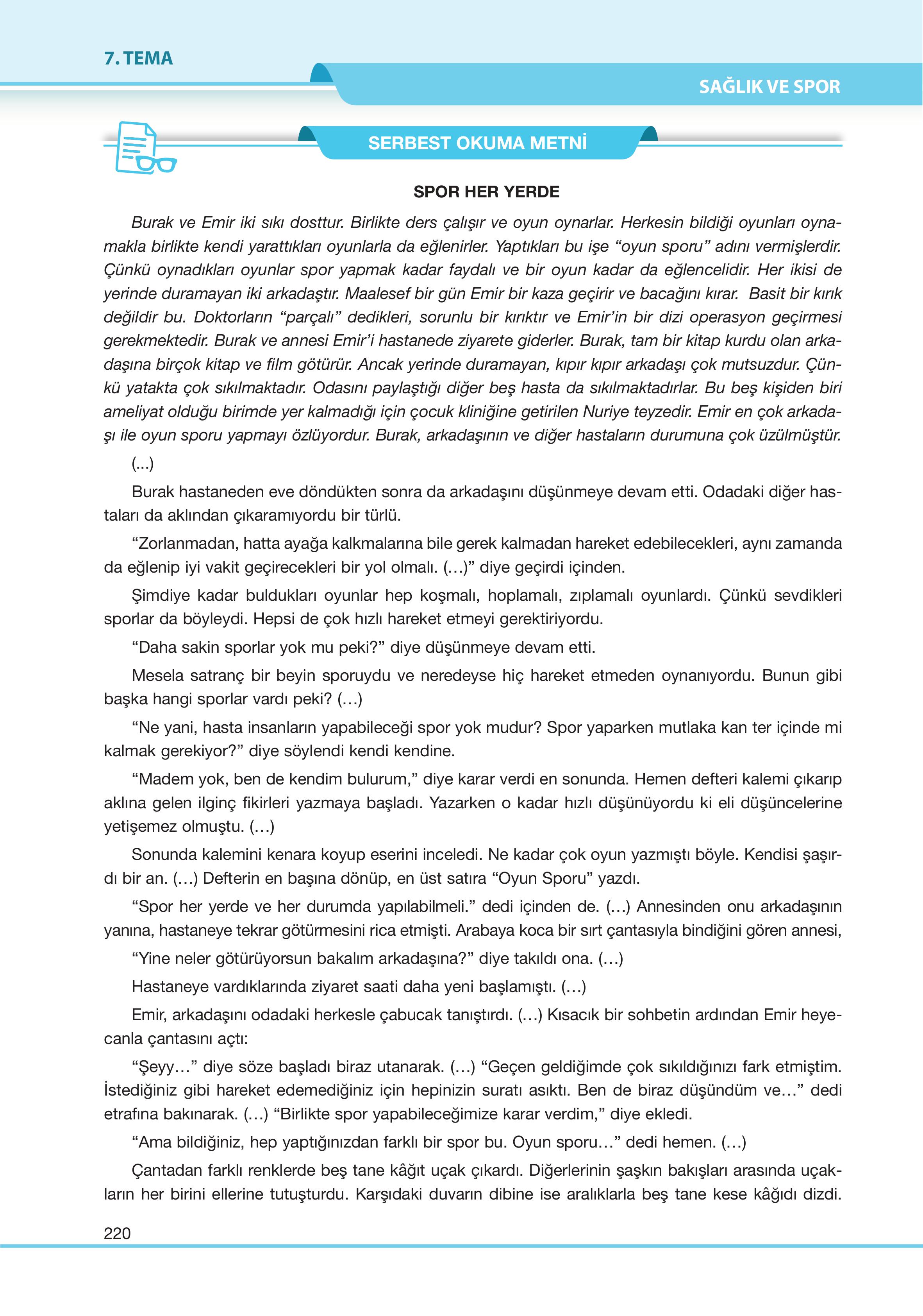 7. Sınıf Özgün Yayıncılık Türkçe Ders Kitabı Sayfa 220 Cevapları