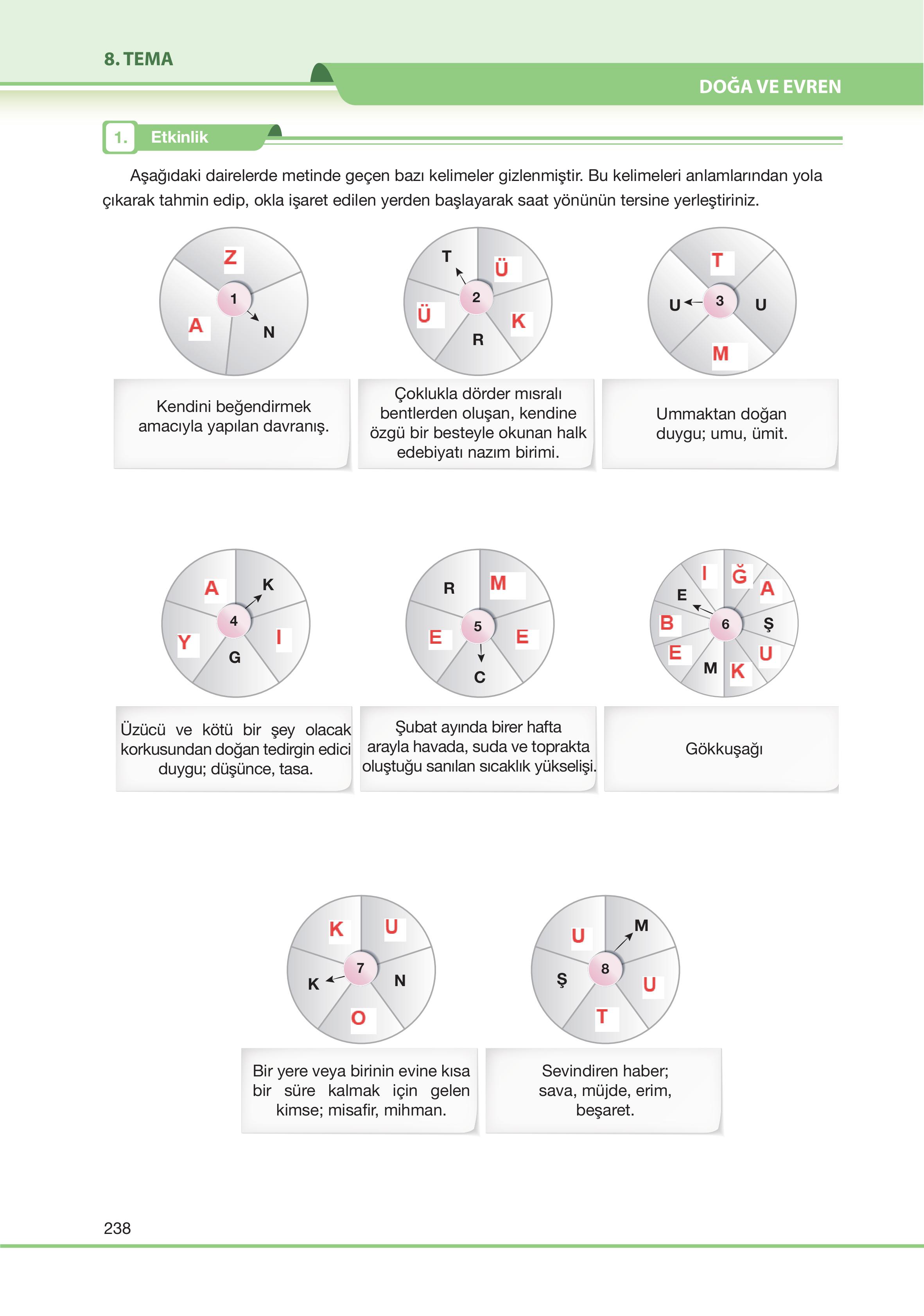 7. Sınıf Özgün Yayıncılık Türkçe Ders Kitabı Sayfa 238 Cevapları