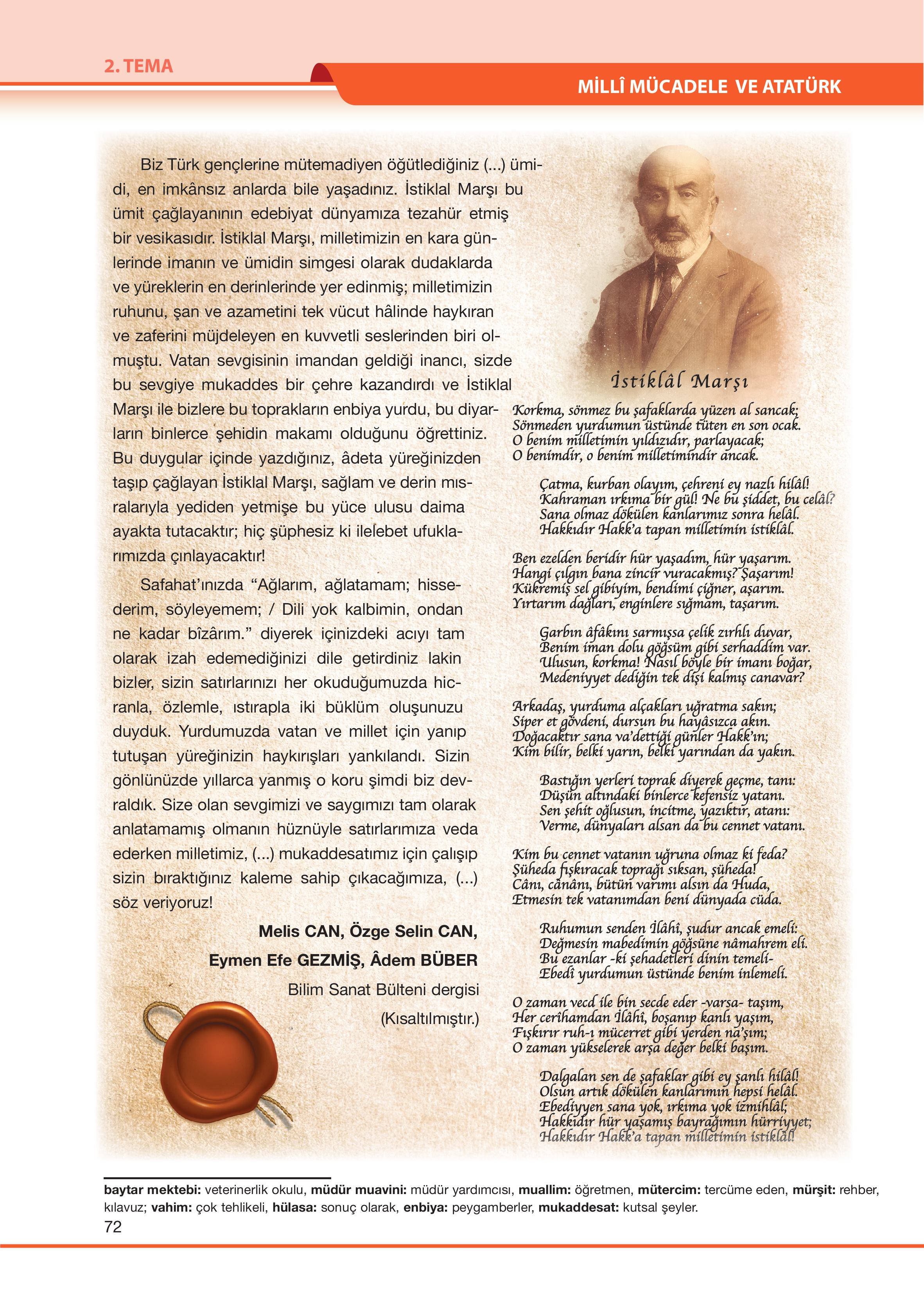 7. Sınıf Özgün Yayıncılık Türkçe Ders Kitabı Sayfa 72 Cevapları