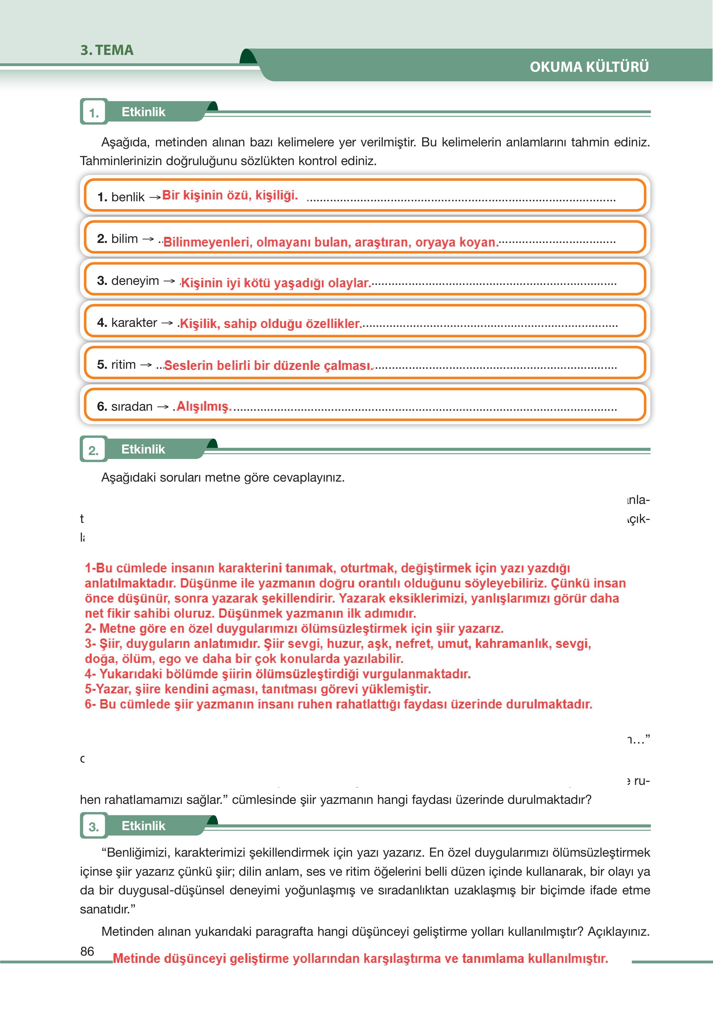 7. Sınıf Özgün Yayıncılık Türkçe Ders Kitabı Sayfa 86 Cevapları 7. Sınıf Özgün Yayıncılık Türkçe Ders Kitabı Sayfa 86 Cevapları