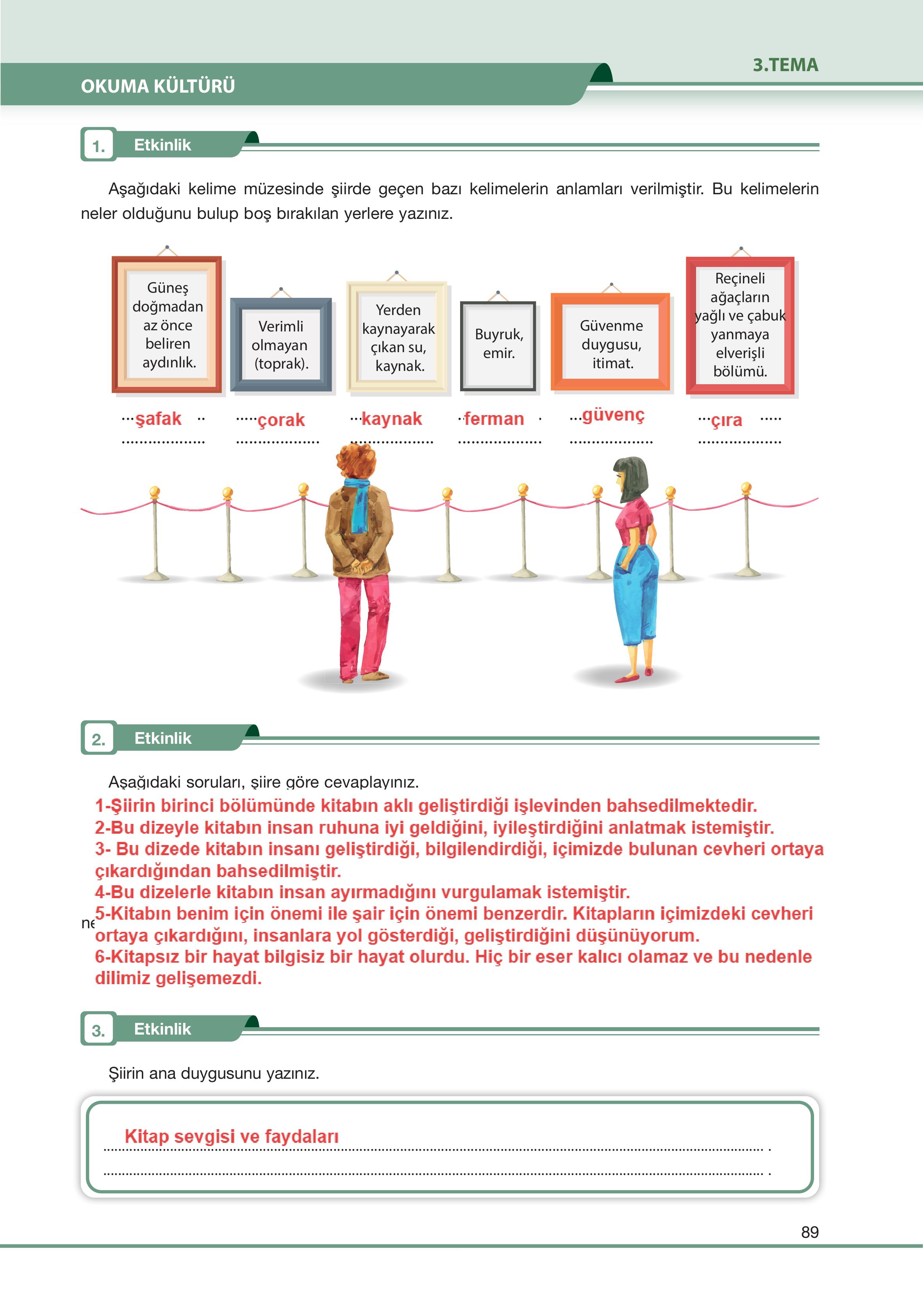 7. Sınıf Özgün Yayıncılık Türkçe Ders Kitabı Sayfa 89 Cevapları