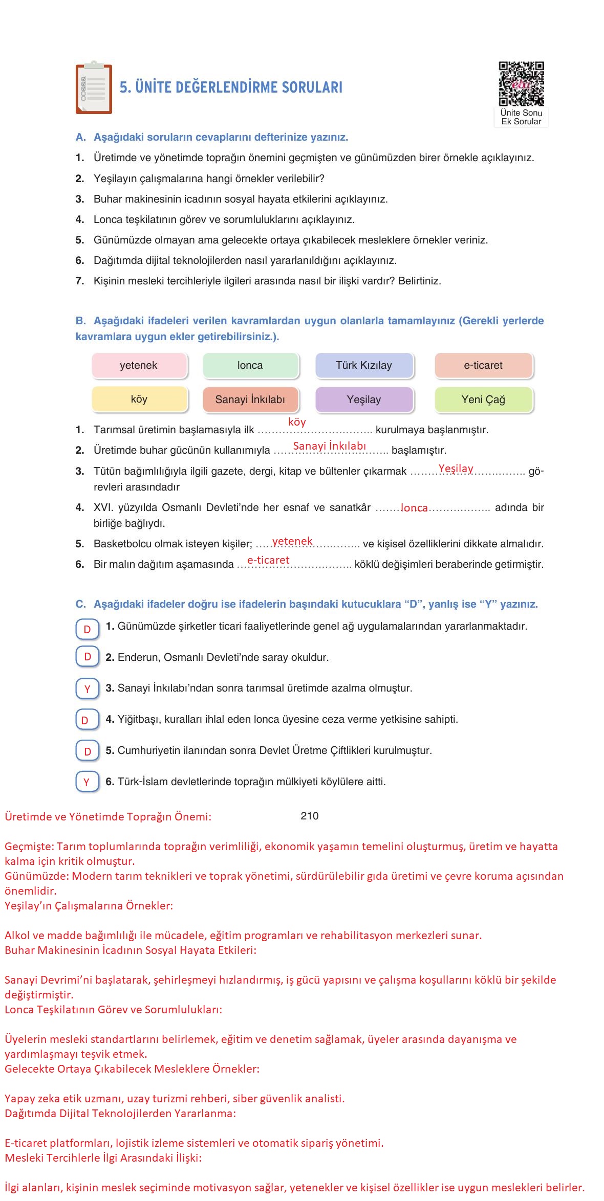 7. Sınıf Yıldırım Yayınları Sosyal Bilgiler Ders Kitabı Sayfa 210 Cevapları 7. Sınıf Yıldırım Yayınları Sosyal Bilgiler Ders Kitabı Sayfa 210 Cevapları