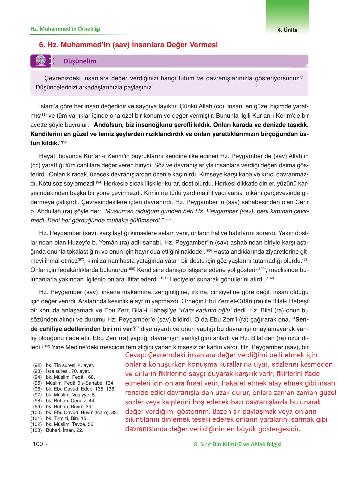 8. Sınıf Gezegen Yayıncılık Din Kültürü Ve Ahlak Bilgisi Ders Kitabı Sayfa 100 Cevapları 8. Sınıf Gezegen Yayıncılık Din Kültürü Ve Ahlak Bilgisi Ders Kitabı Sayfa 100 Cevapları