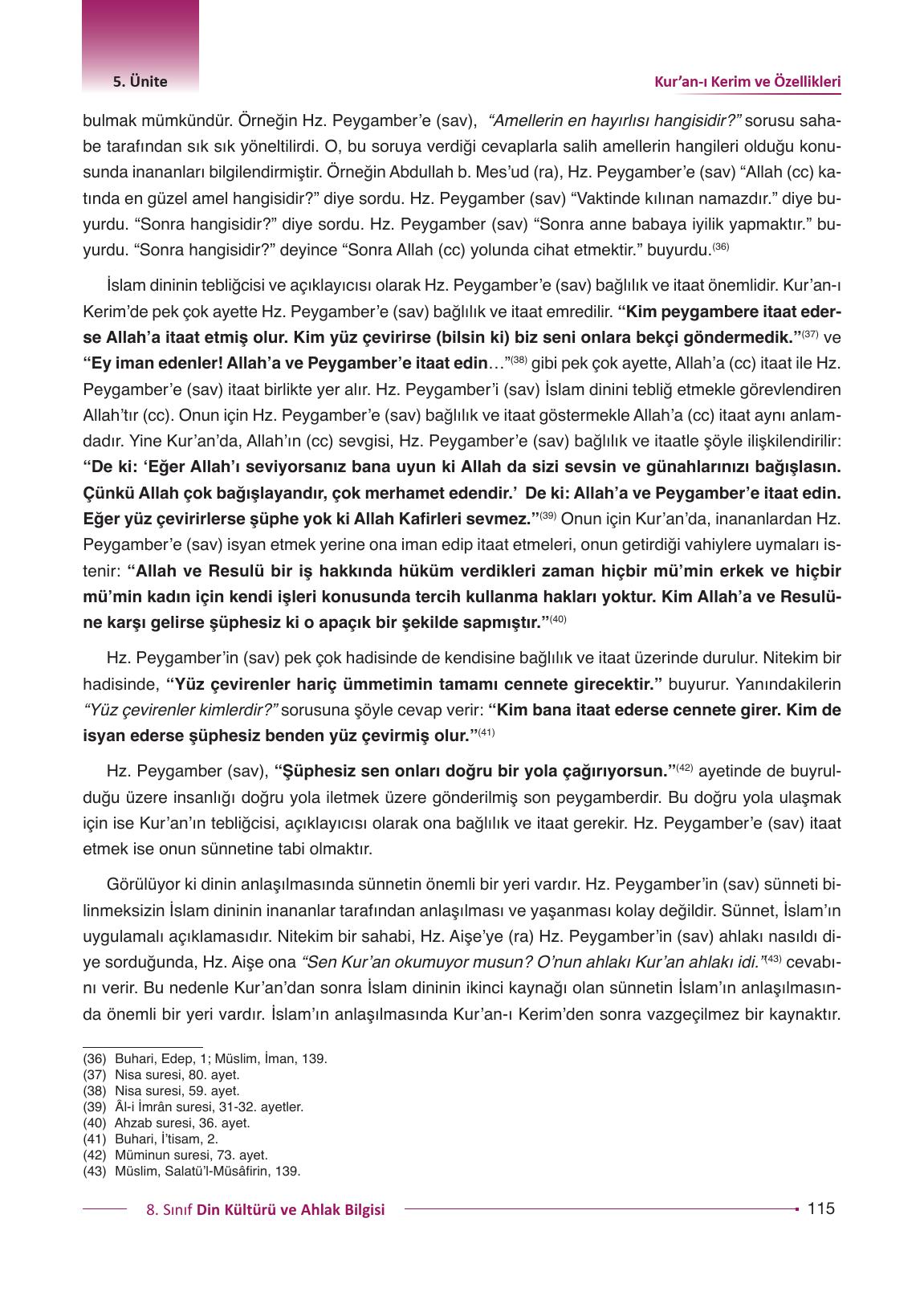 8. Sınıf Gezegen Yayıncılık Din Kültürü Ve Ahlak Bilgisi Ders Kitabı Sayfa 115 Cevapları