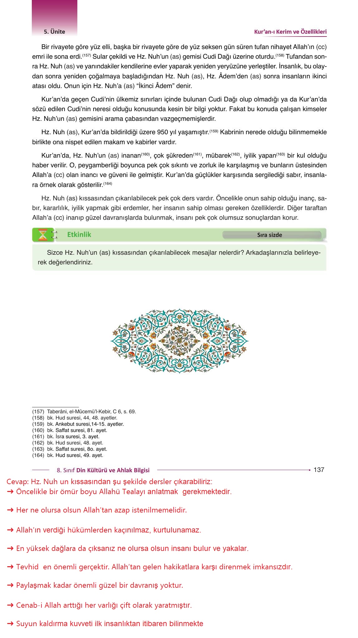 8. Sınıf Gezegen Yayıncılık Din Kültürü Ve Ahlak Bilgisi Ders Kitabı Sayfa 137 Cevapları