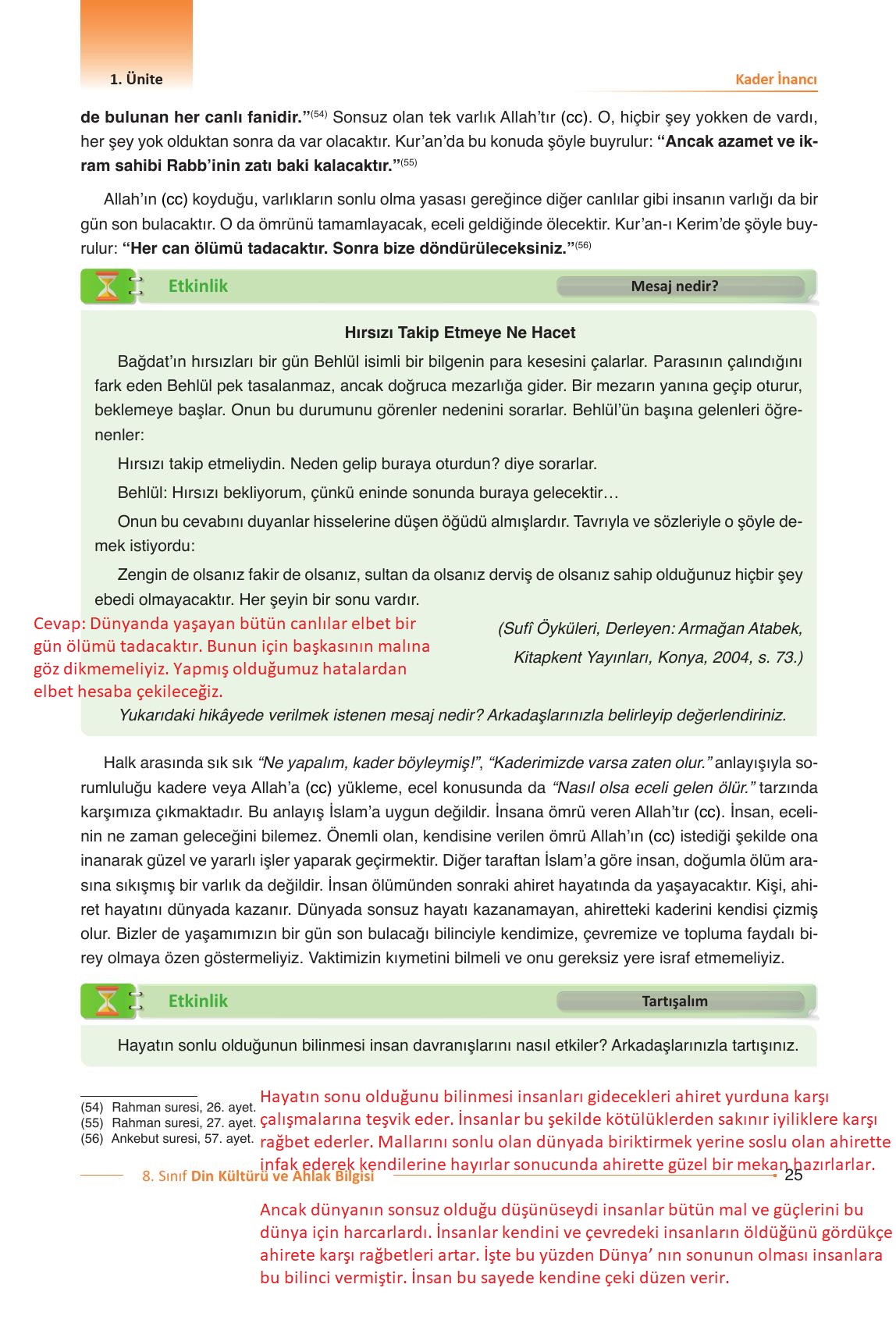 8. Sınıf Gezegen Yayıncılık Din Kültürü Ve Ahlak Bilgisi Ders Kitabı Sayfa 25 Cevapları