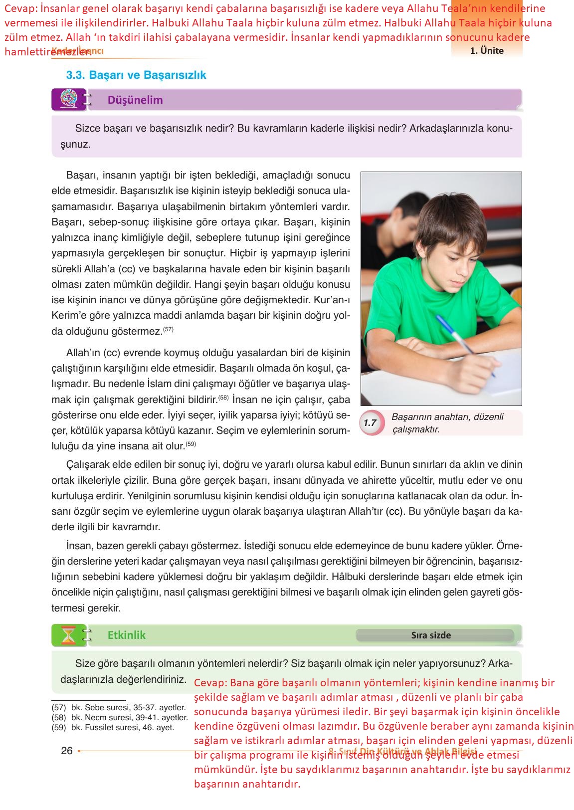 8. Sınıf Gezegen Yayıncılık Din Kültürü Ve Ahlak Bilgisi Ders Kitabı Sayfa 26 Cevapları