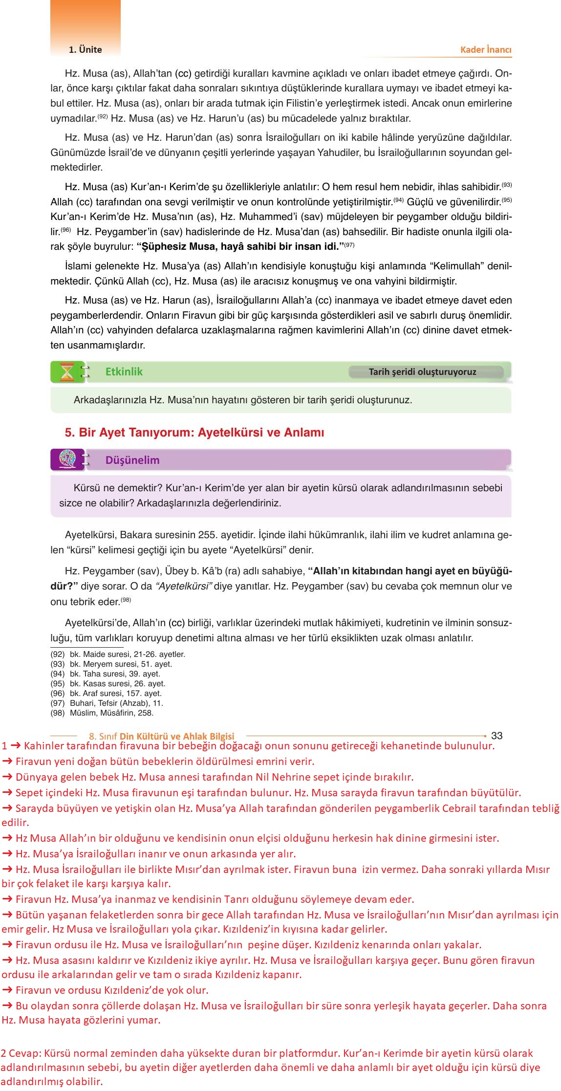 8. Sınıf Gezegen Yayıncılık Din Kültürü Ve Ahlak Bilgisi Ders Kitabı Sayfa 33 Cevapları