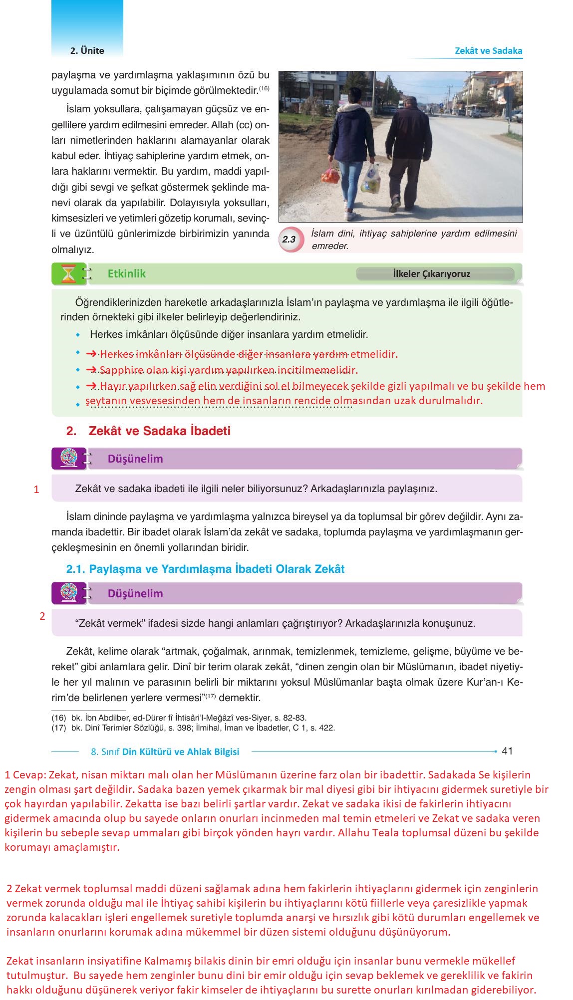 8. Sınıf Gezegen Yayıncılık Din Kültürü Ve Ahlak Bilgisi Ders Kitabı Sayfa 41 Cevapları