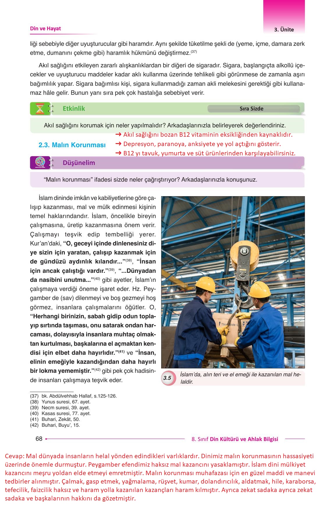 8. Sınıf Gezegen Yayıncılık Din Kültürü Ve Ahlak Bilgisi Ders Kitabı Sayfa 68 Cevapları