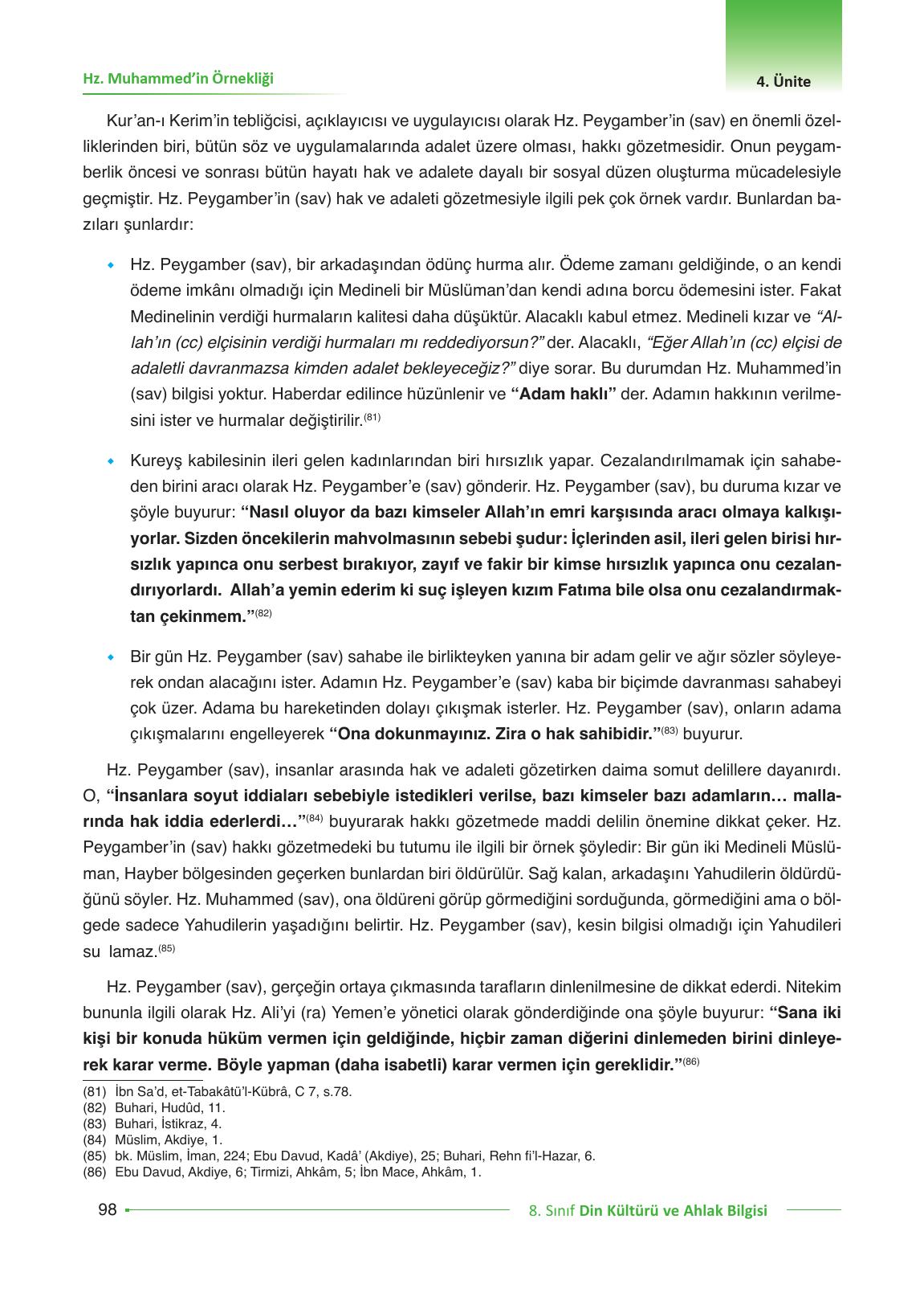 8. Sınıf Gezegen Yayıncılık Din Kültürü Ve Ahlak Bilgisi Ders Kitabı Sayfa 98 Cevapları