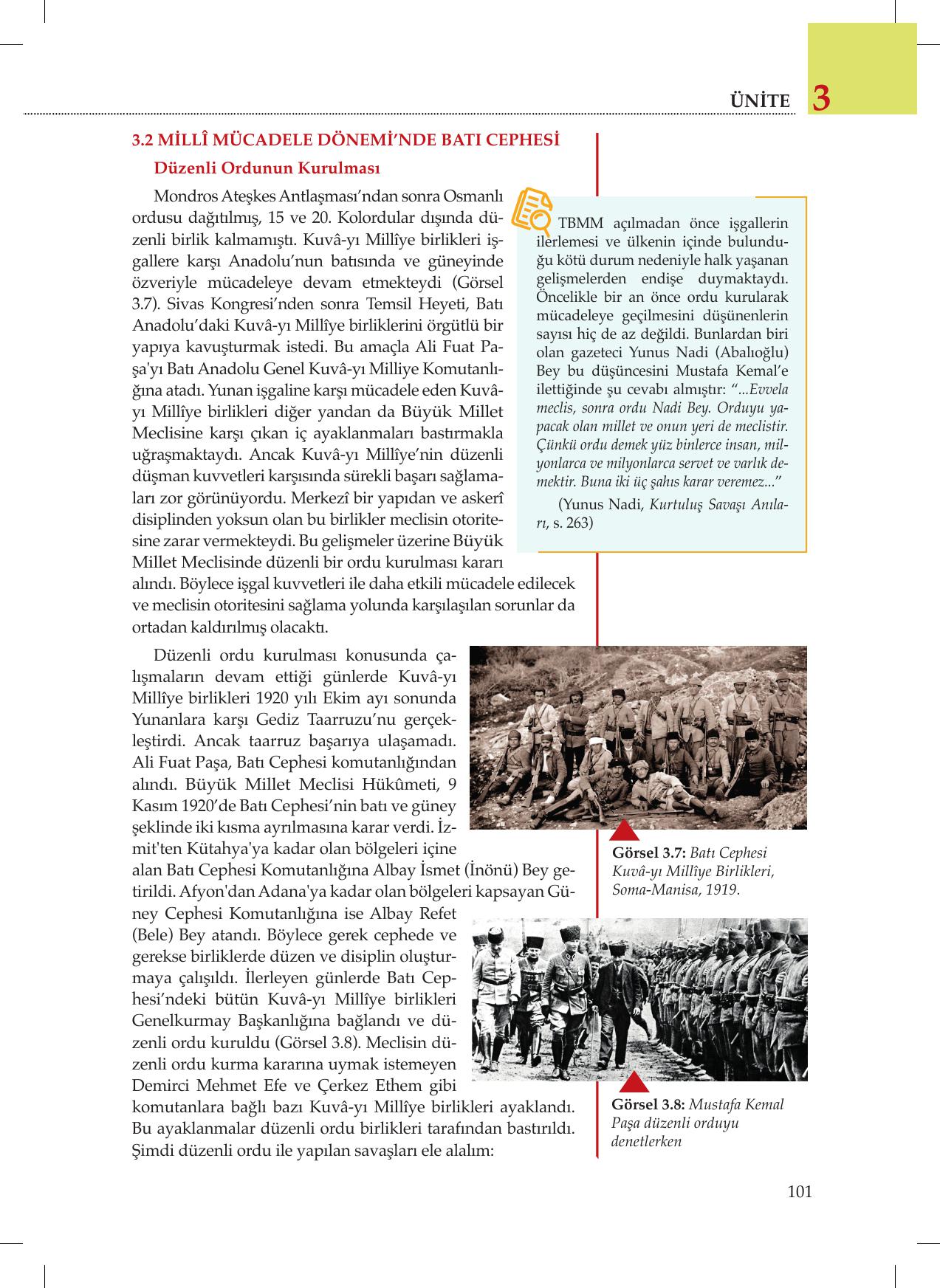 8. Sınıf Meb Yayınları İnkılap Tarihi Ve Atatürkçülük Ders Kitabı Sayfa 101 Cevapları