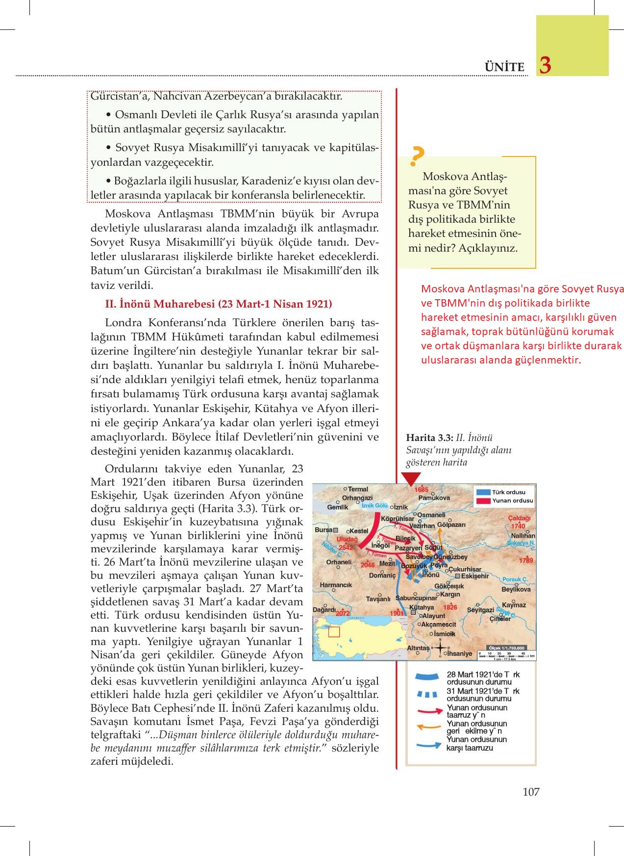 8. Sınıf Meb Yayınları İnkılap Tarihi Ve Atatürkçülük Ders Kitabı Sayfa 107 Cevapları