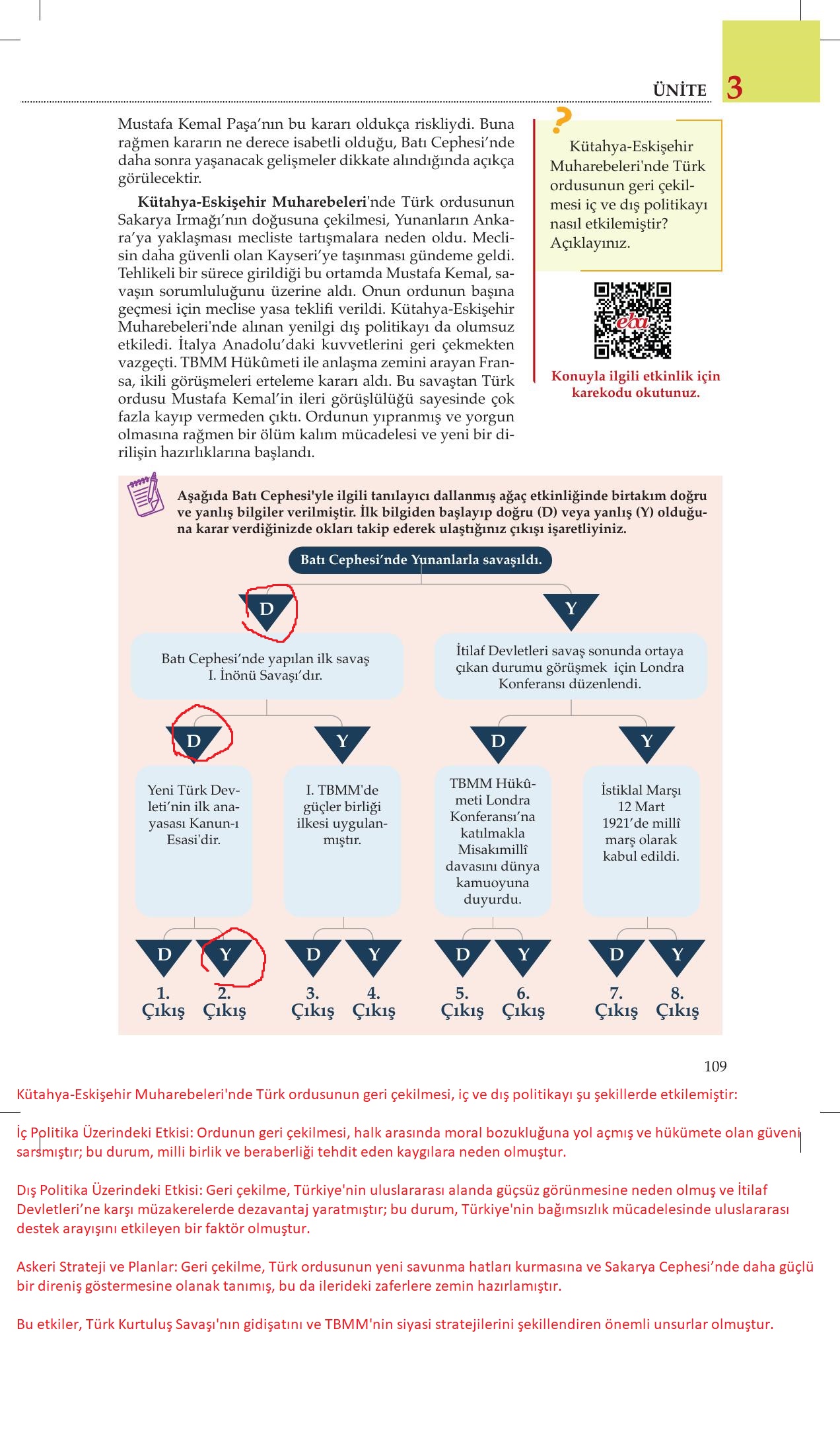 8. Sınıf Meb Yayınları İnkılap Tarihi Ve Atatürkçülük Ders Kitabı Sayfa 109 Cevapları