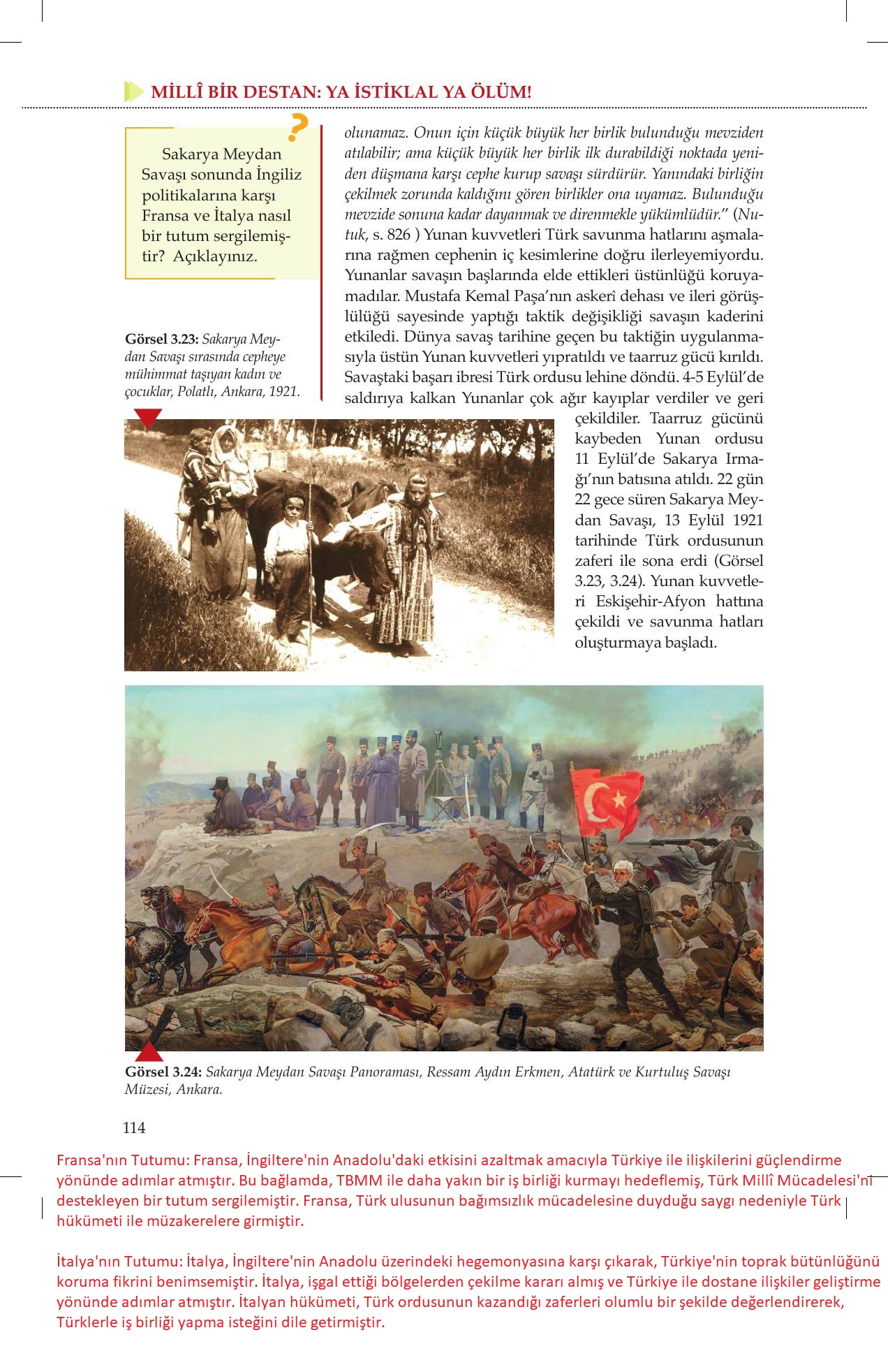 8. Sınıf Meb Yayınları İnkılap Tarihi Ve Atatürkçülük Ders Kitabı Sayfa 114 Cevapları