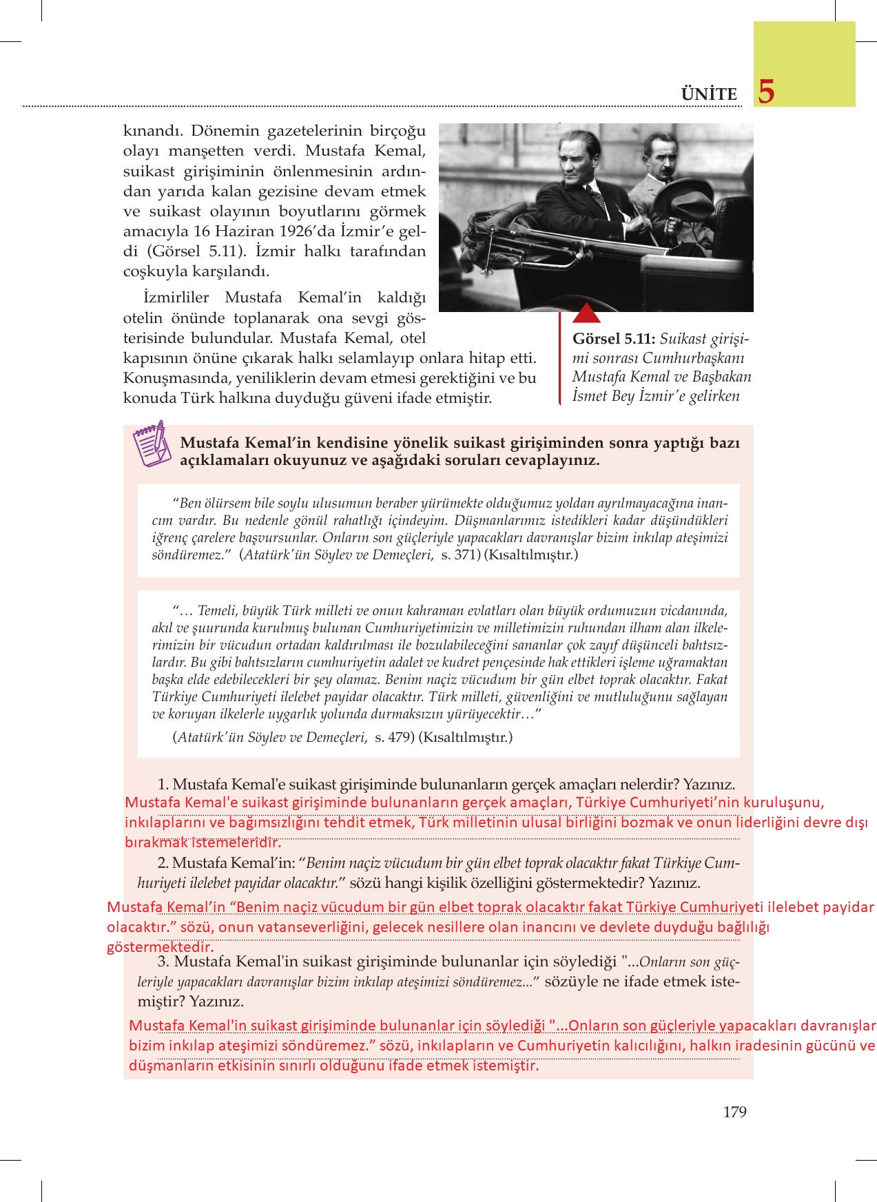 8. Sınıf Meb Yayınları İnkılap Tarihi Ve Atatürkçülük Ders Kitabı Sayfa 179 Cevapları