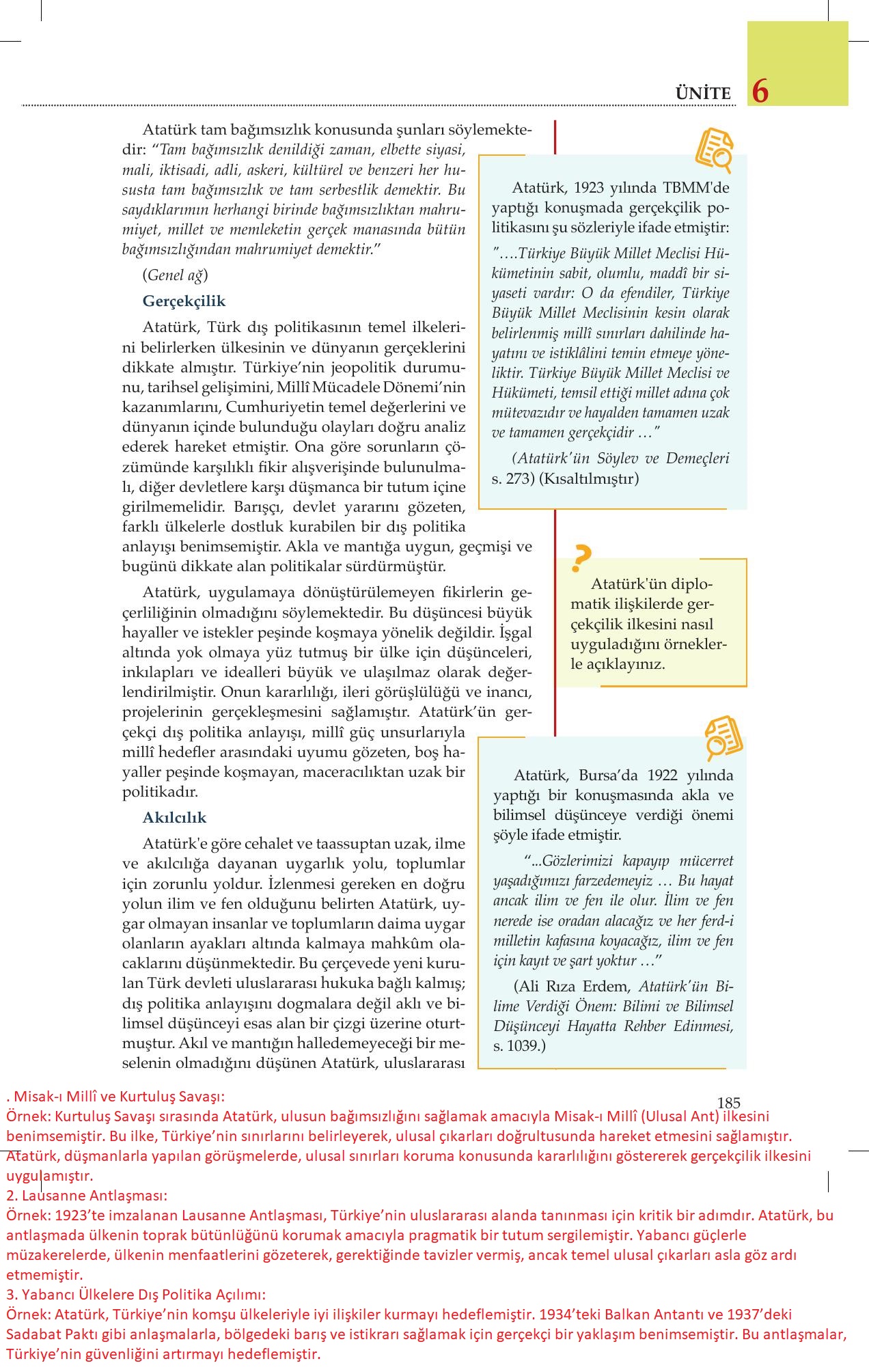 8. Sınıf Meb Yayınları İnkılap Tarihi Ve Atatürkçülük Ders Kitabı Sayfa 185 Cevapları