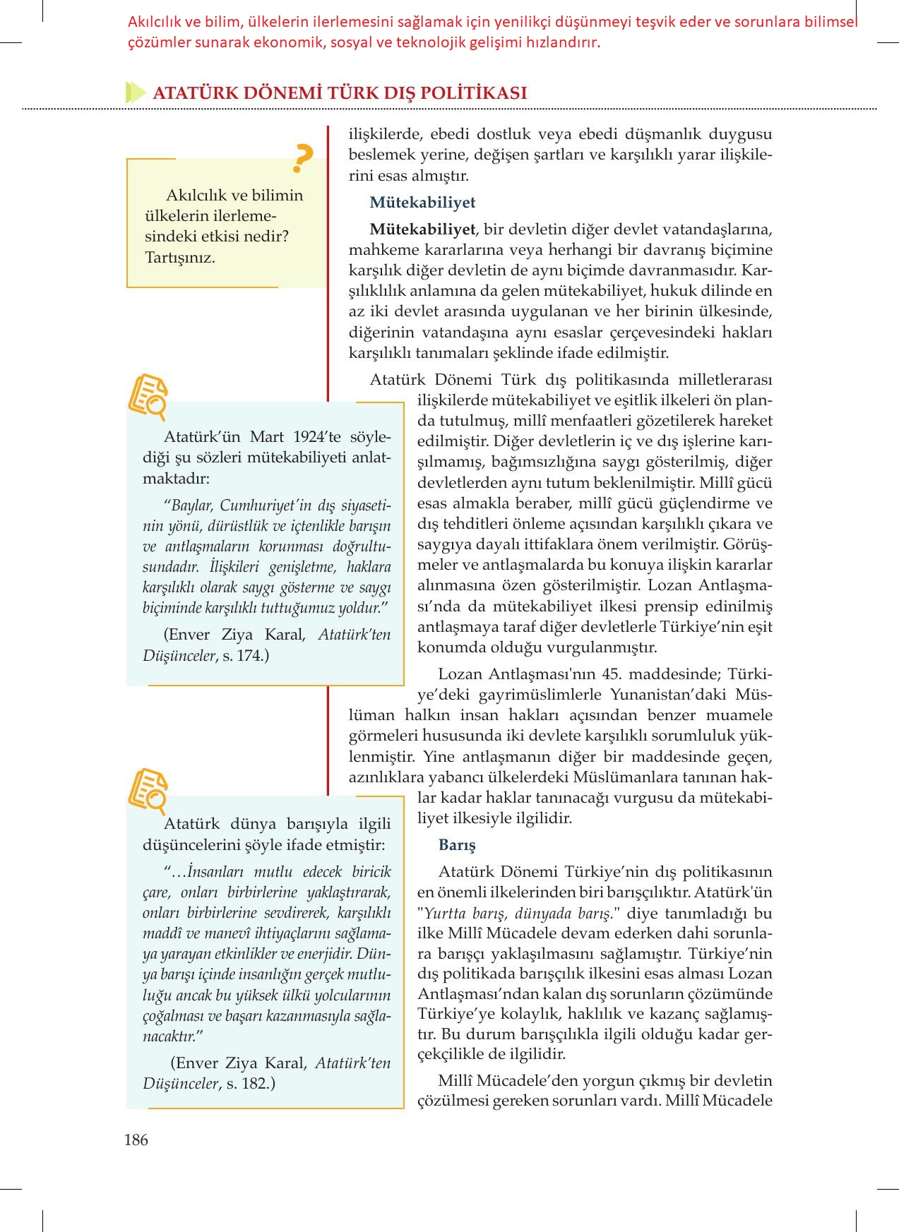 8. Sınıf Meb Yayınları İnkılap Tarihi Ve Atatürkçülük Ders Kitabı Sayfa 186 Cevapları