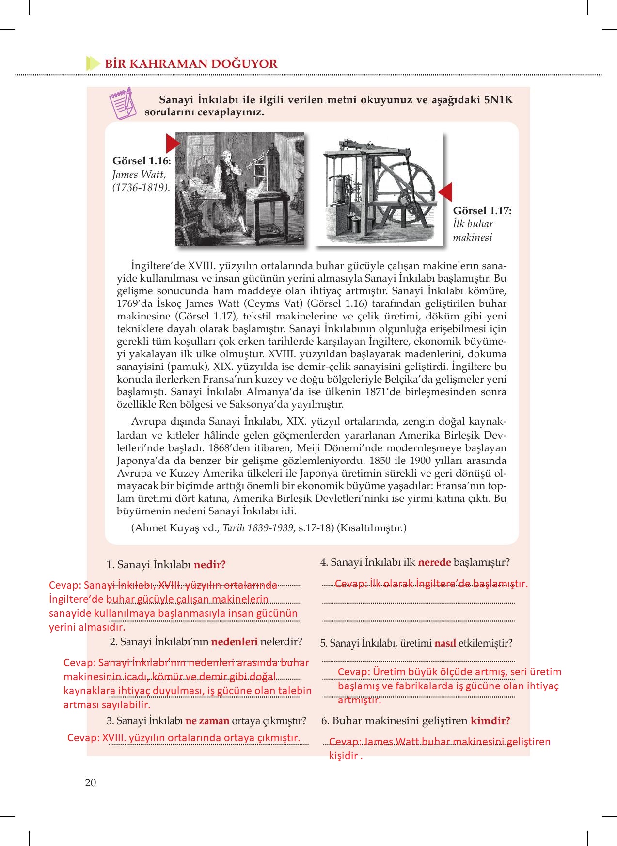 8. Sınıf Meb Yayınları İnkılap Tarihi Ve Atatürkçülük Ders Kitabı Sayfa 20 Cevapları