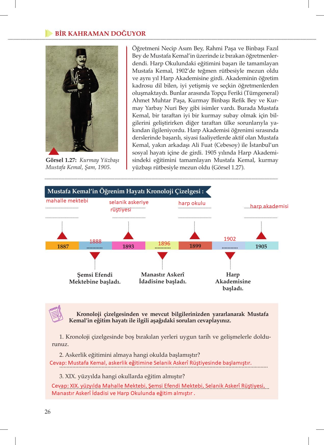 8. Sınıf Meb Yayınları İnkılap Tarihi Ve Atatürkçülük Ders Kitabı Sayfa 26 Cevapları