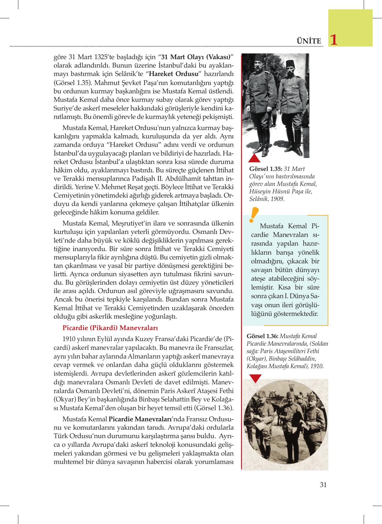 8. Sınıf Meb Yayınları İnkılap Tarihi Ve Atatürkçülük Ders Kitabı Sayfa 31 Cevapları