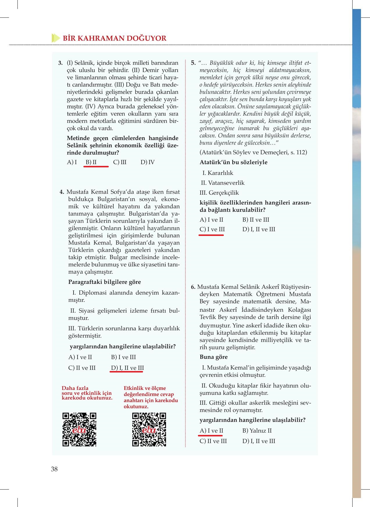 8. Sınıf Meb Yayınları İnkılap Tarihi Ve Atatürkçülük Ders Kitabı Sayfa 38 Cevapları