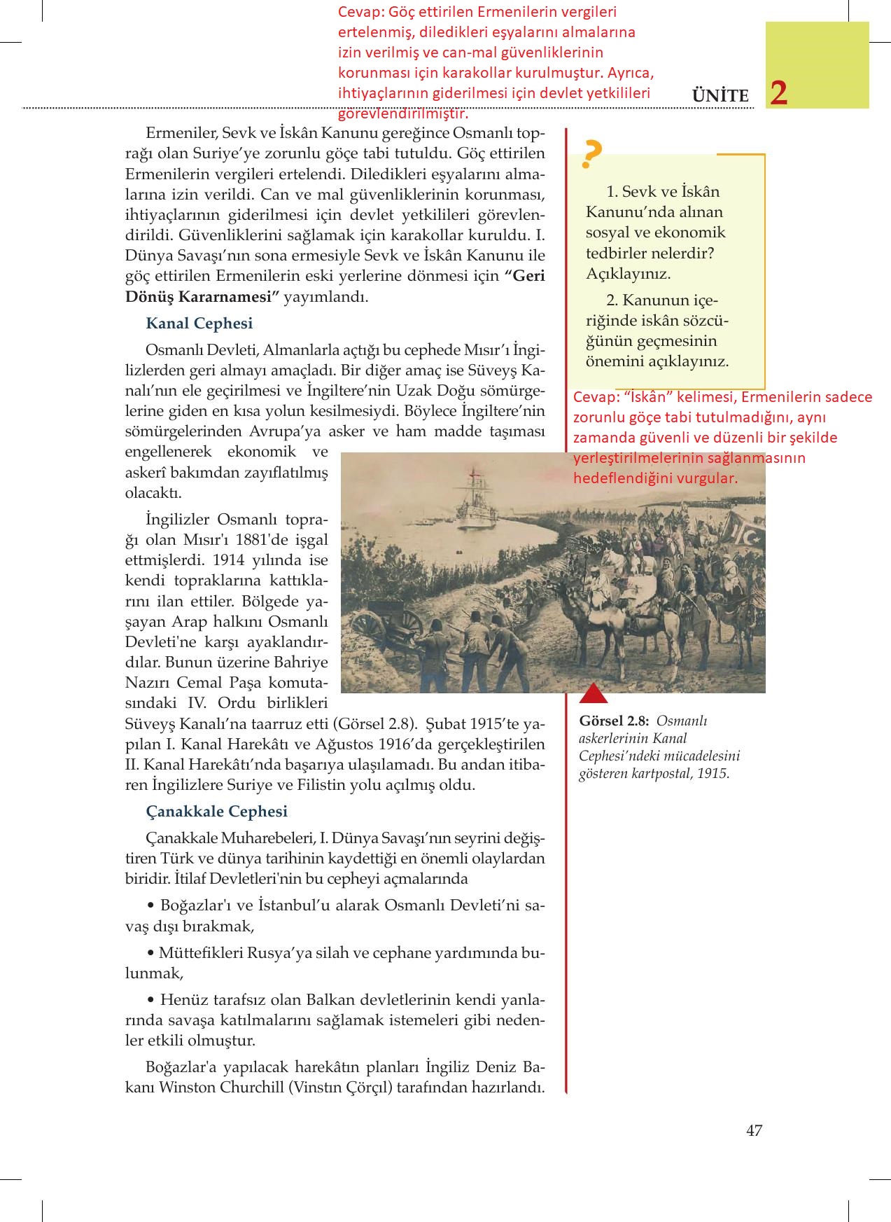 8. Sınıf Meb Yayınları İnkılap Tarihi Ve Atatürkçülük Ders Kitabı Sayfa 47 Cevapları