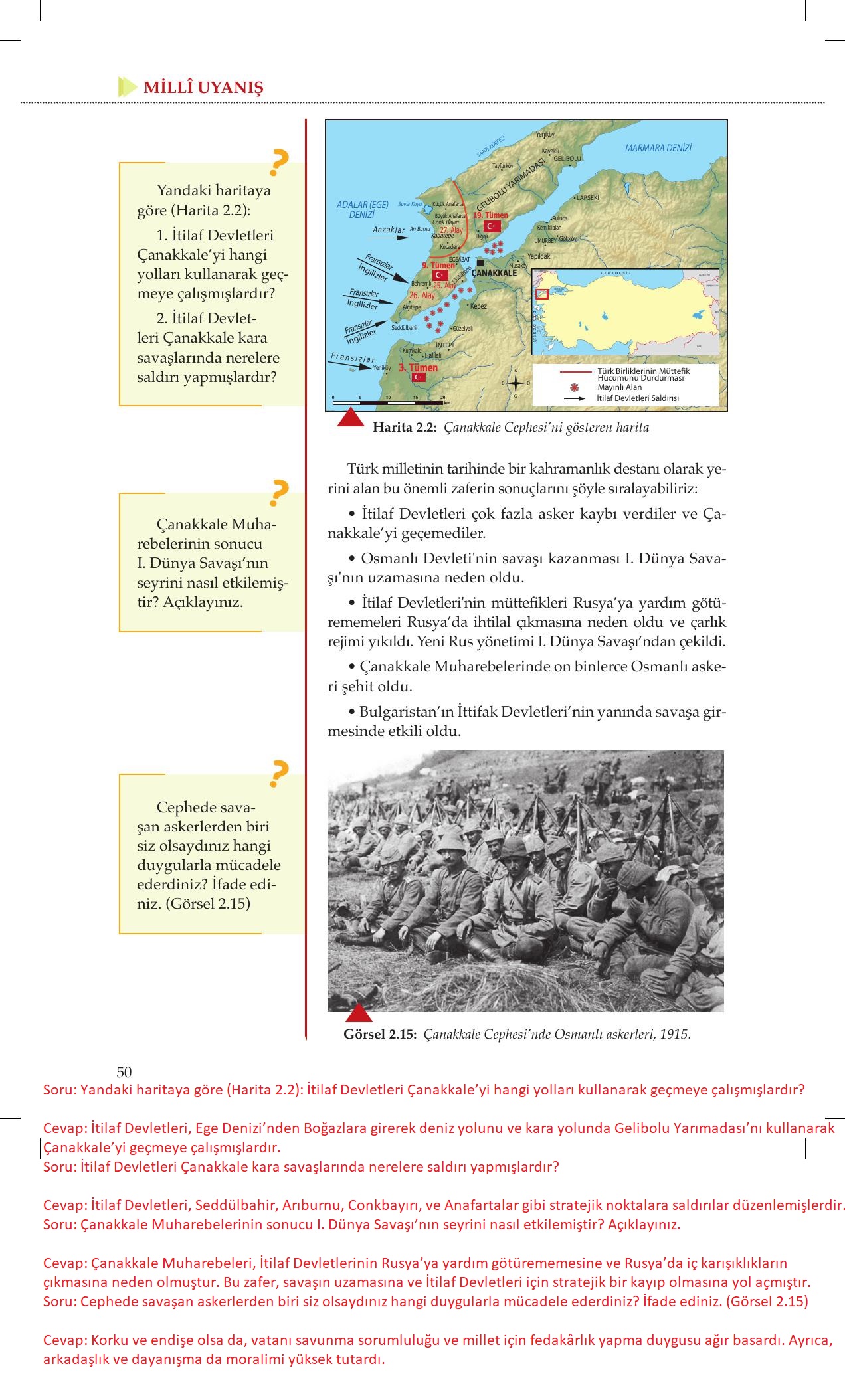 8. Sınıf Meb Yayınları İnkılap Tarihi Ve Atatürkçülük Ders Kitabı Sayfa 50 Cevapları
